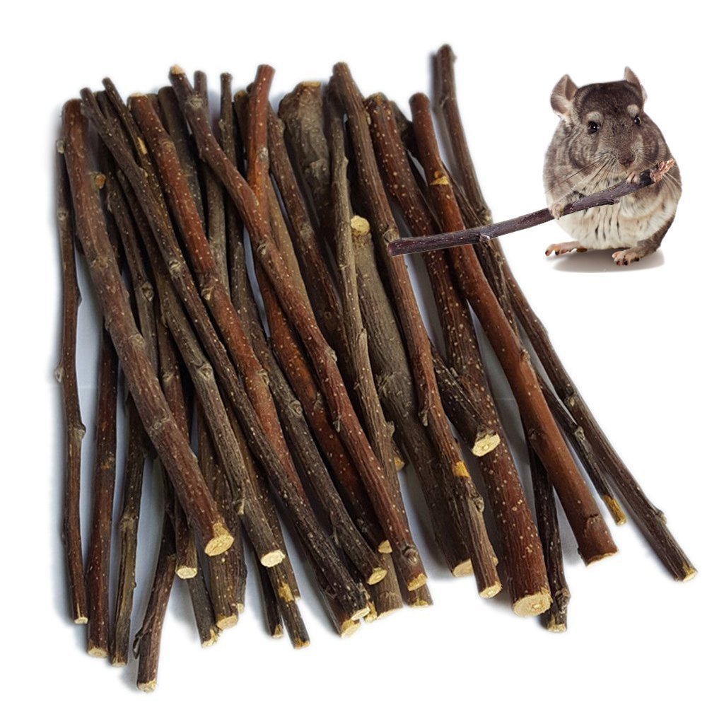 sharllen 200g (7.05oz) Natural Apple Sticks Wood Tree Branches Pet Snacks Chew Toys for Rabbit Hamsters Guinea Pig Chinchillas S