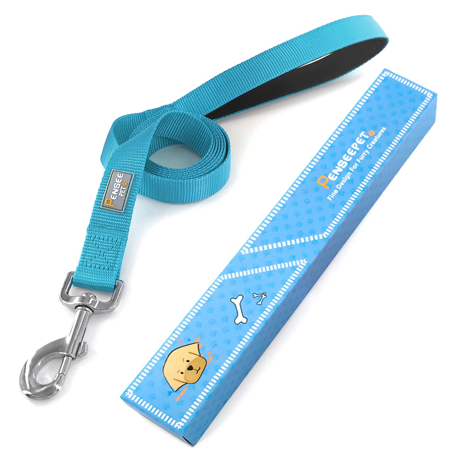 Penseepet Basic Dog Leashes 6 Ft Padded Handle Nylon Dogs Leashes For Small Dogs Light Blue