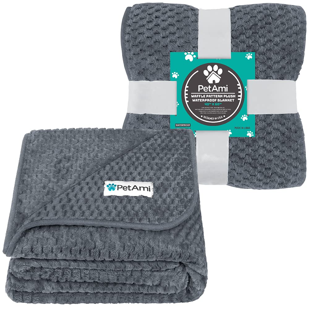 PetAmi Waterproof Dog Blanket, Leakproof Puppy Blanket for Medium Large Dogs, Furniture Sofa Couch Cover Protector, Fleece Pet T