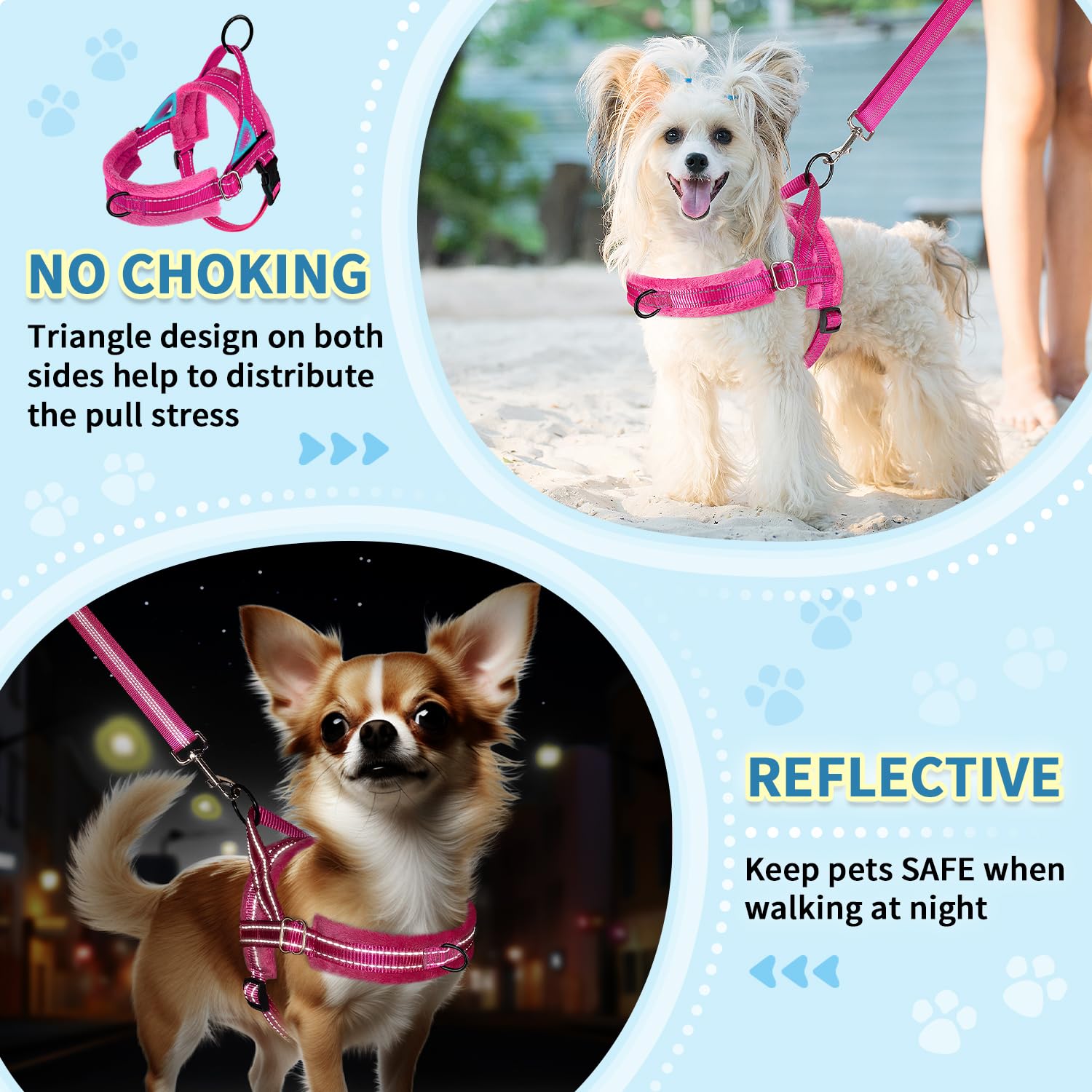 SlowTon No Pull Dog Harness & Leash Set, Medium, Nylon, Reflective, Adjustable, Black