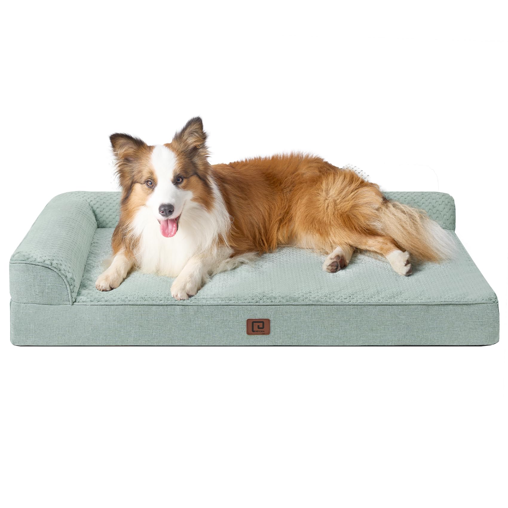 Eheyciga Memory Foam Orthopedic Dog Beds Large Sized Dog, Washable Dog Bed With Waterproof Lining Removable Cover, Big Dog Bed Sofa With Nonskid Bottom Pet Couch Bed, 41X27 Inches, Greyish Green