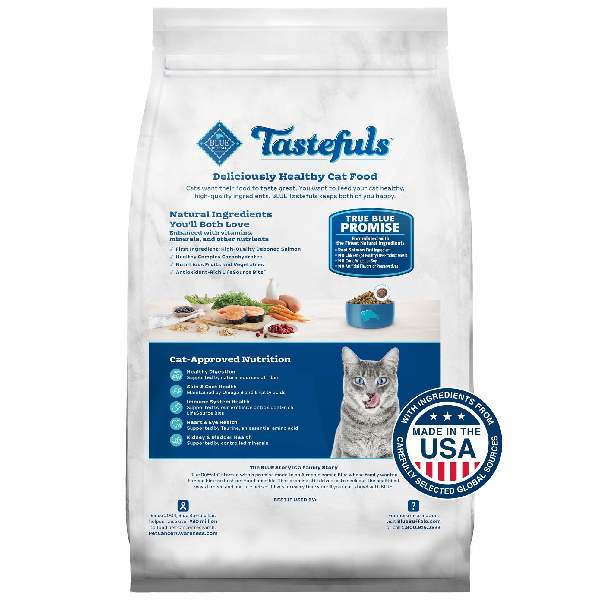 Blue Buffalo Tastefuls Natural Dry Food for Adult Indoor Cats, Salmon & Brown Rice Recipe, 5-lb. Bag