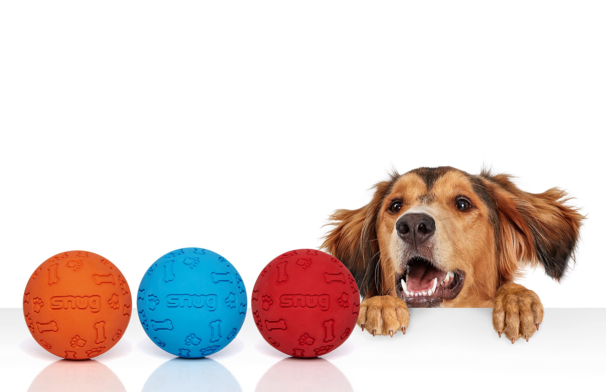 Snug Rubber Dog Balls For Small And Medium Dogs - Tennis Ball Size - Virtually Indestructible (3 Pack - Classic)