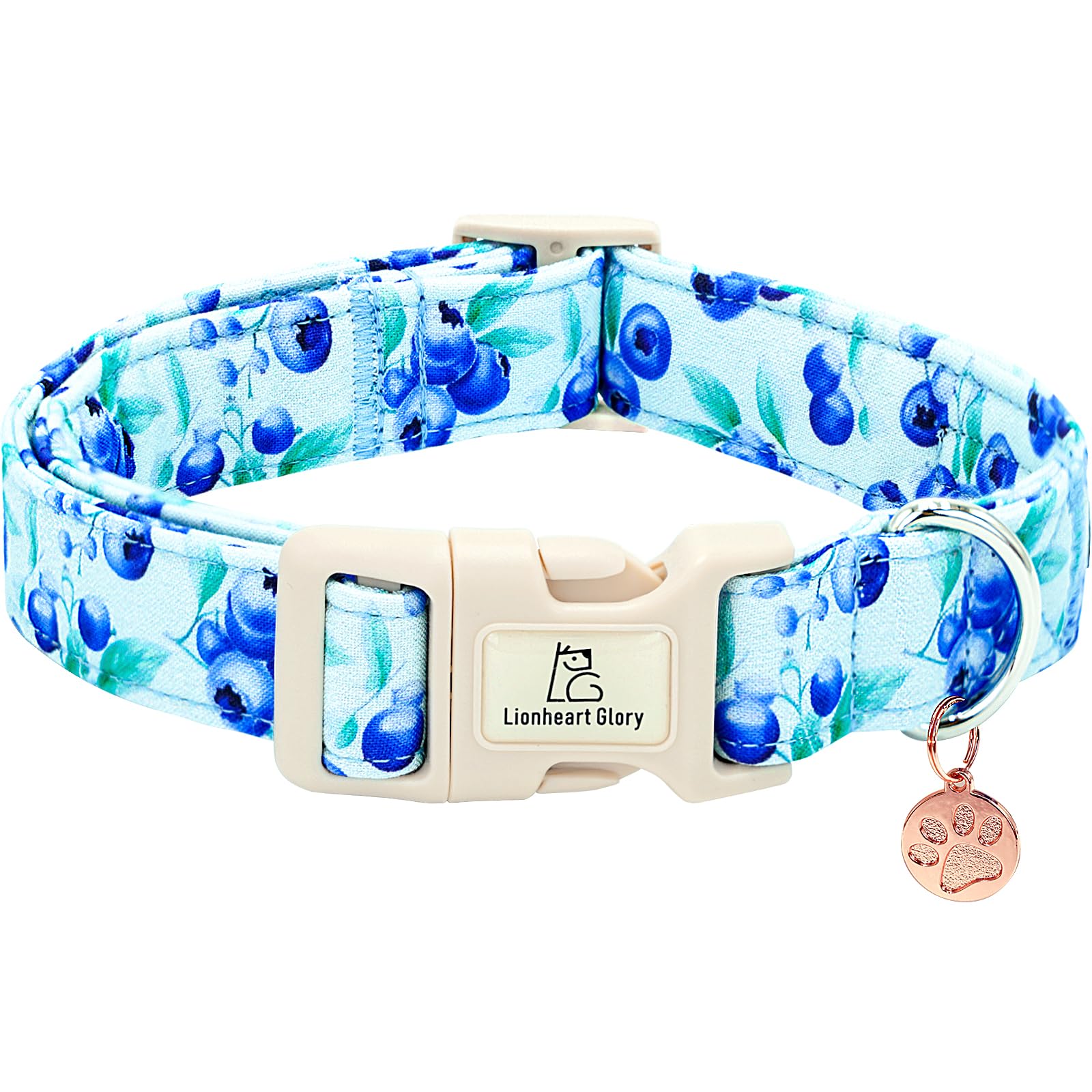 Lionheart Glory Dog Collar Blueberries Print Collar For X-Small Dogs Spring Summer Female Or Male Collars Pet Gift Adjustable He