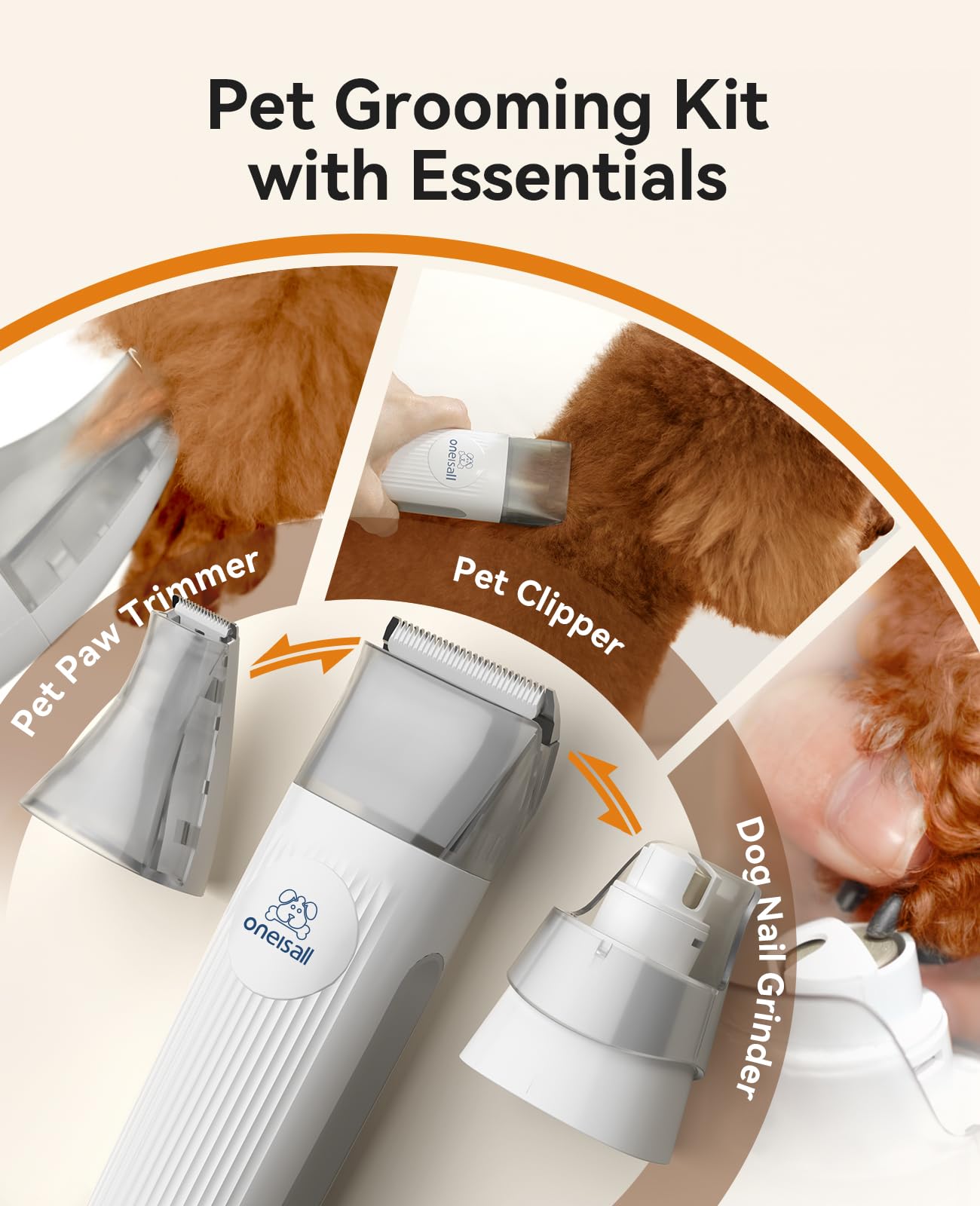 Oneisall Dog Hair Vacuum & Dog Grooming Kit, Pet Grooming Vacuum With Pet Clipper Nail Grinder, 1.5L Dust Cup Dog Brush Vacuum With 7 Pet Grooming Tools For Shedding Pet Hair, Home Cleaning
