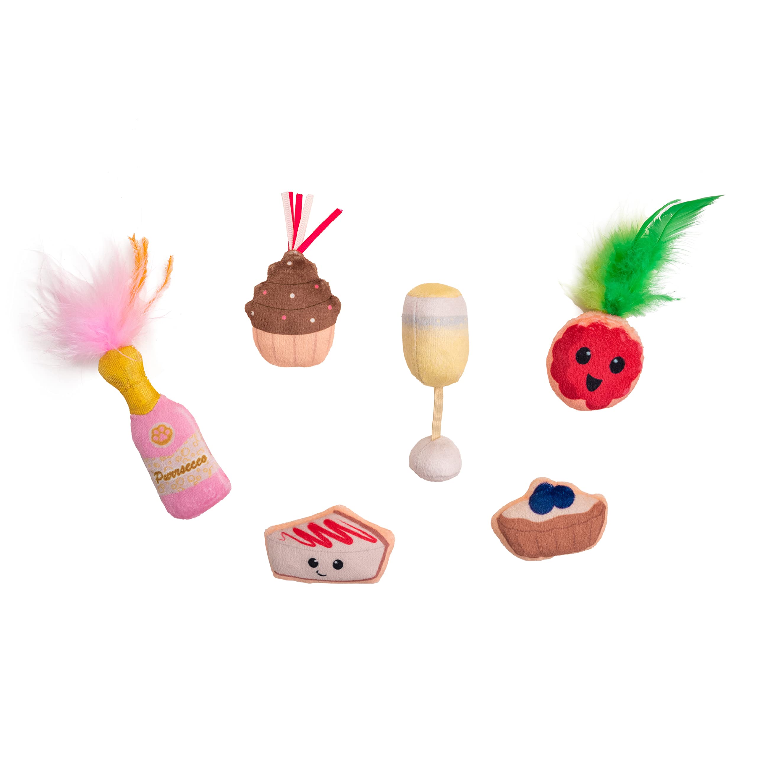 Catstages Purrsecco & Cupcakes Plush Interactive Catnip Cat Toys - 6 Pack