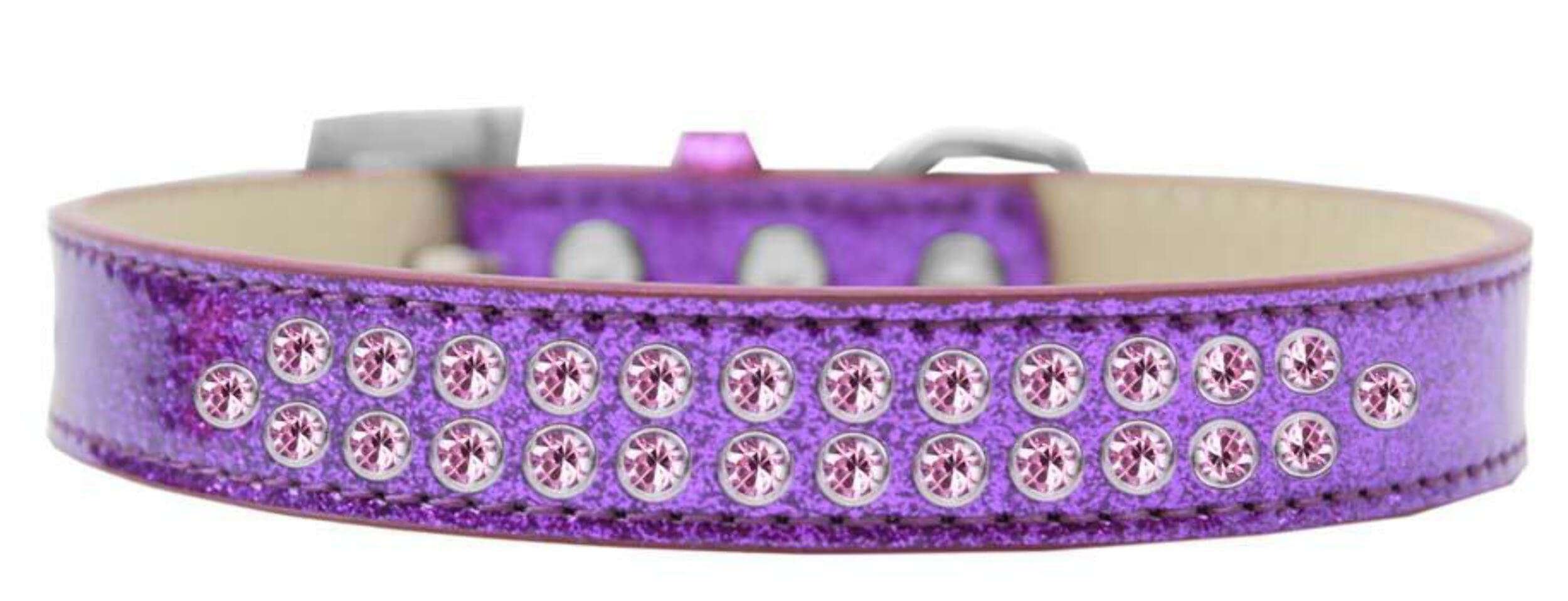 Dog, Puppy & Pet Ice Cream Collar, Two Row Light Pink Crystal Rimsets Red 20