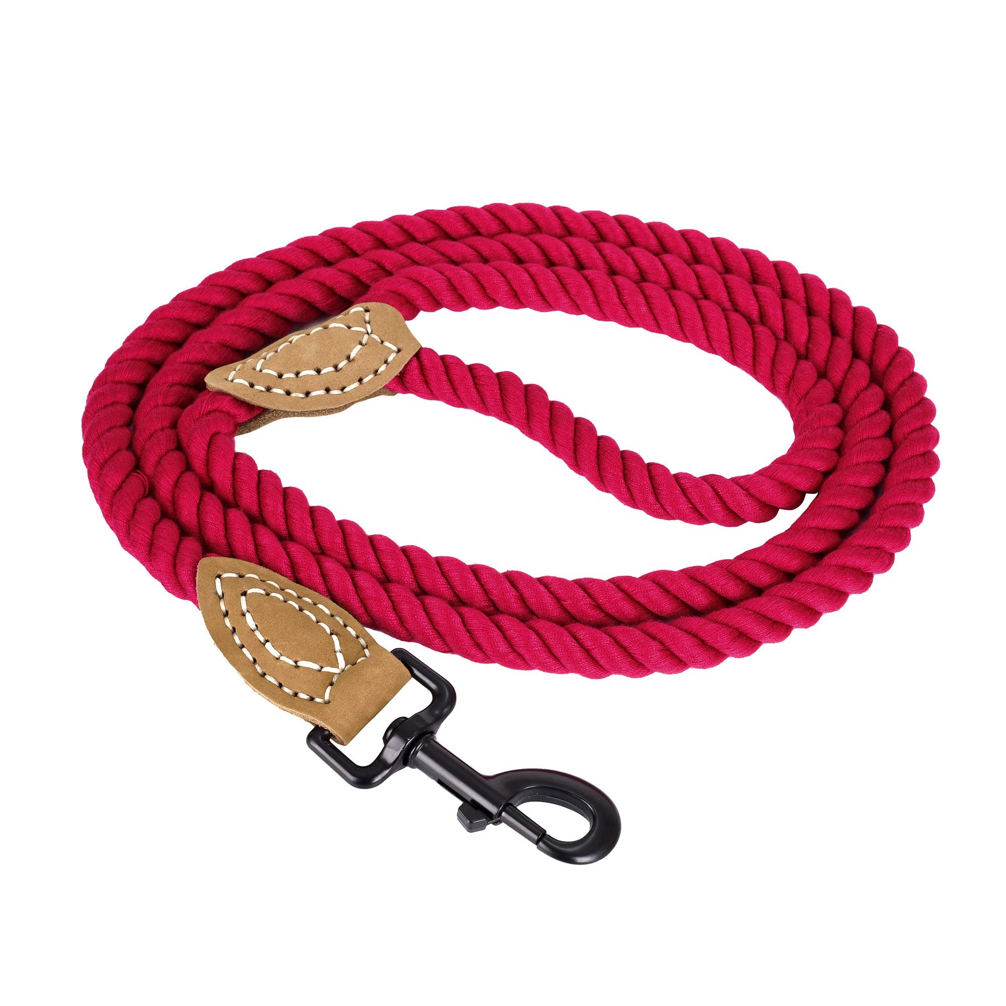 Mile High Life Dog Leash | Braided Cotton Rope Dog Leashes With Leather Tailor Tip | 4 Feet Dog Leash W Heavy Duty Metal Clasp | Wedding Dog Leash (Red, 48 Inches)