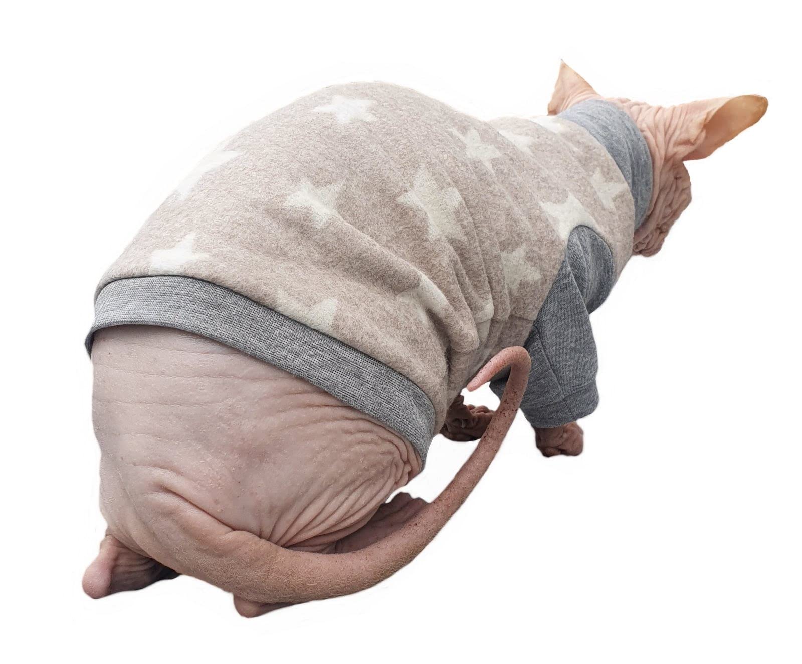 Kotomoda Hairless Cat'S Cotton Stretch Winter Sweater Sort Stars. Organic Fleece For Sphynx Cat (Medium)