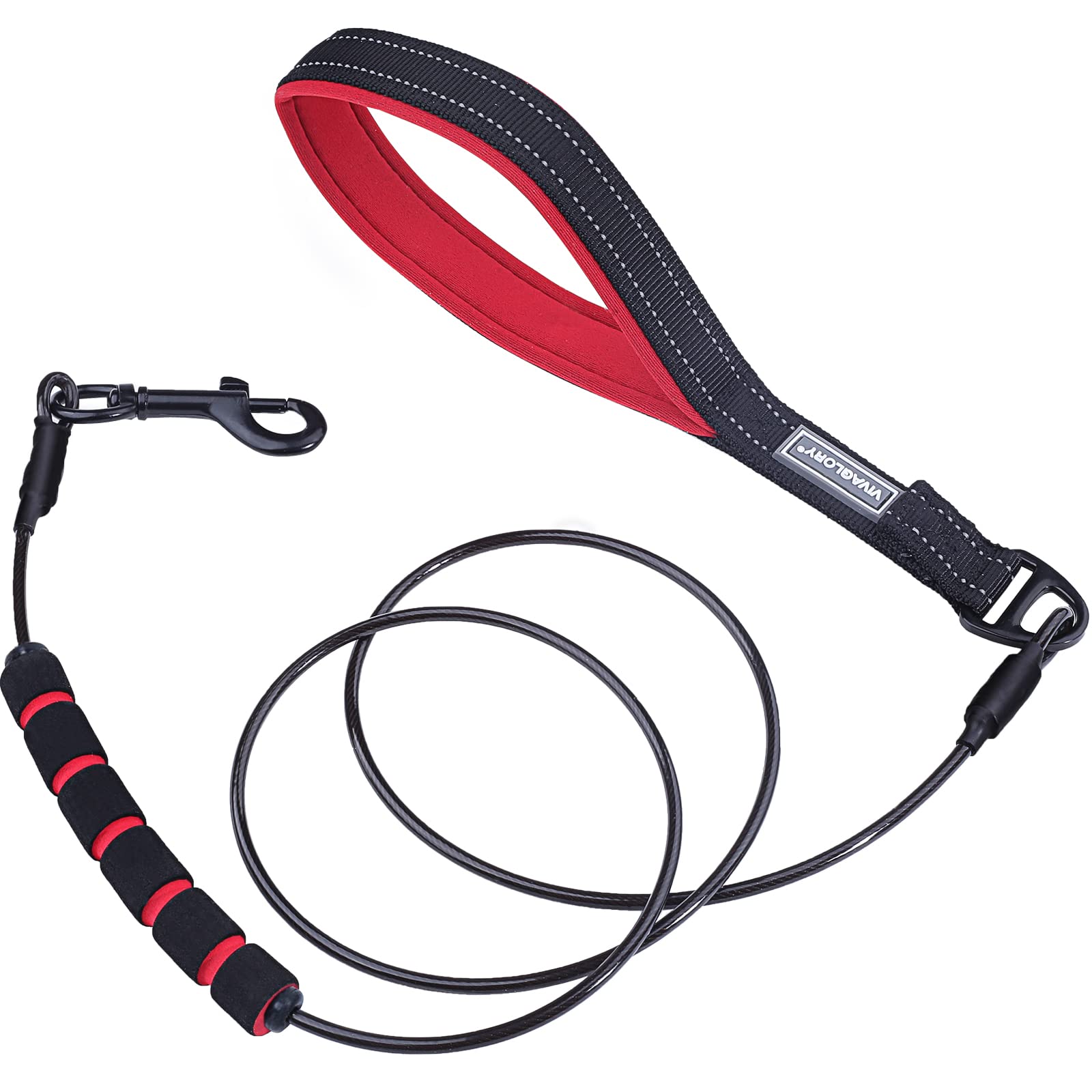 6Ft Chew Proof Dog Leash With Soft Foam And Reflective Padded Handle, Waterproof Vinyl Coated Steel Cable Chew-Resistant Metal Lead For Small Large Dogs