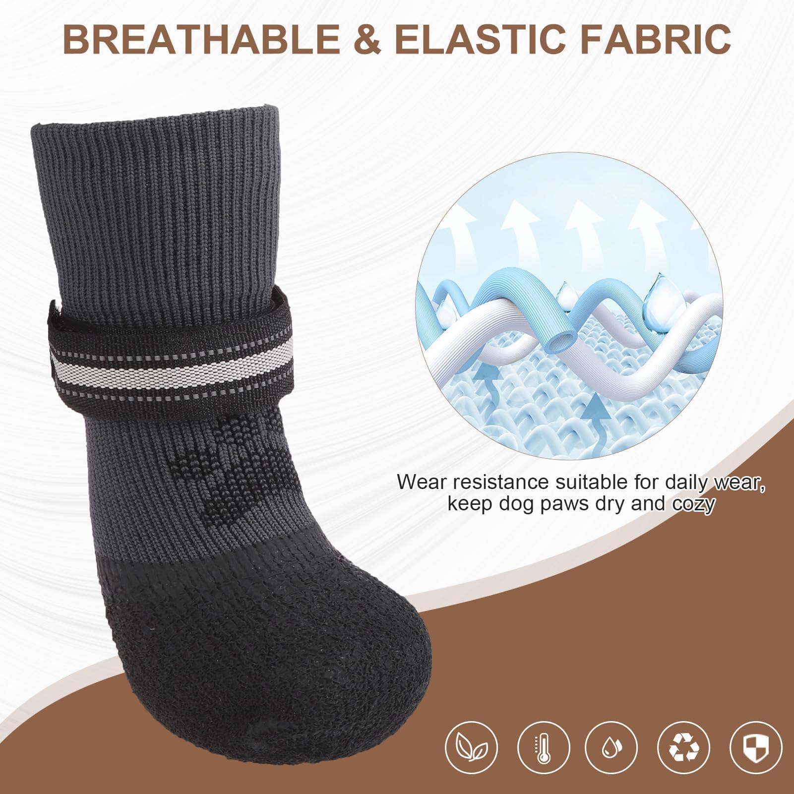 Bingpet Anti Slip Dog Shoes Socks,Dog Booties Waterproof For Hot Pavement With Reflective Straps,Dog Paw Protector For Hardwood