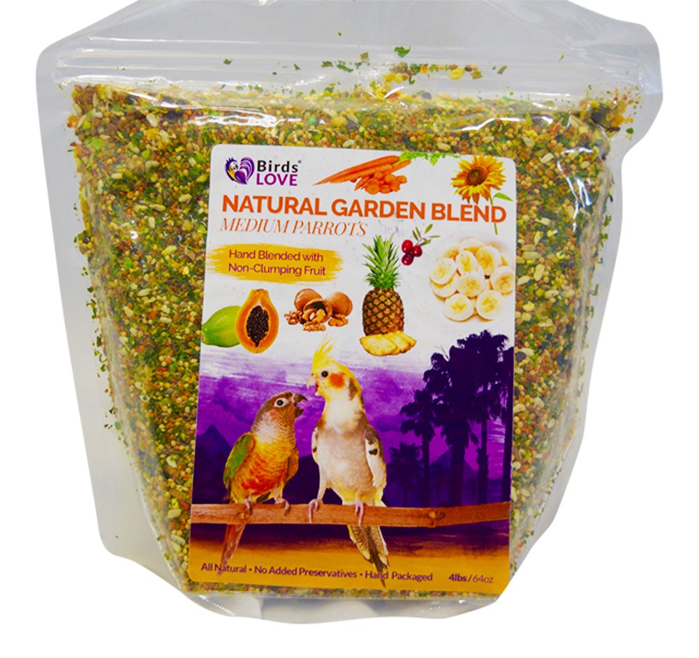 Birds LOVE All Natural Garden Blend Bird Food for Medium Birds - Cockatiels, Green Cheek Conures, Ringneck Parakeets and Small Q