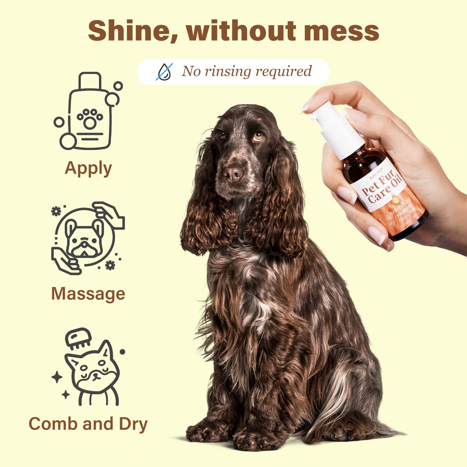 GJYC PET Pet Fur Care Oil - Detangles, Reduces Shedding - Adds Shine with Collagen & Natural Oils - Leave-in Conditioner for Dog