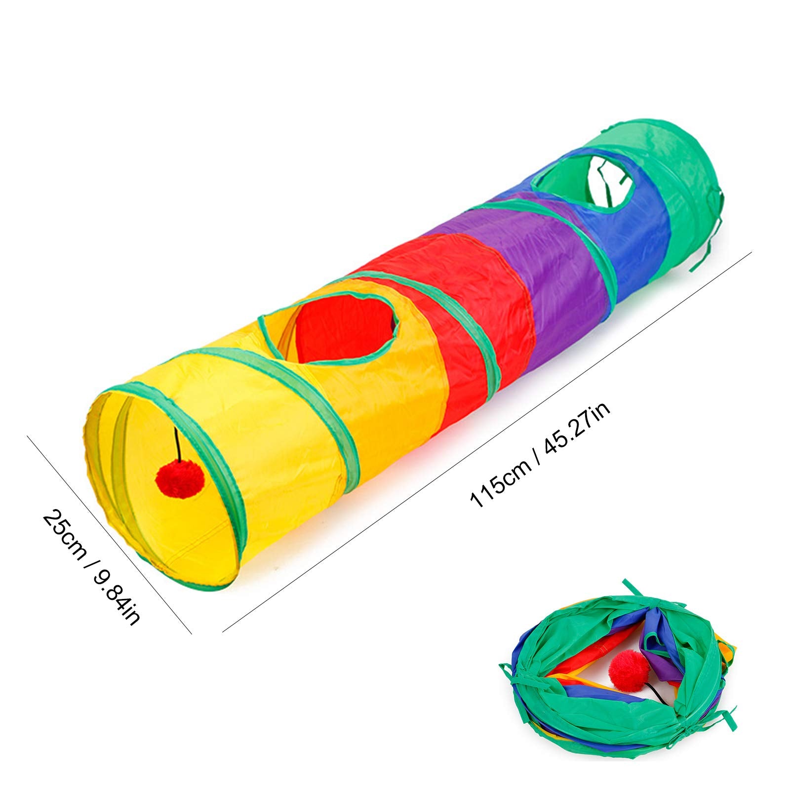 32Pcs Cat Toys Kitten Interactive Pet Toys Assortments, Foldable Rainbow Tunnel, Cat Feather Teaser Wand Interactive Feather Toy