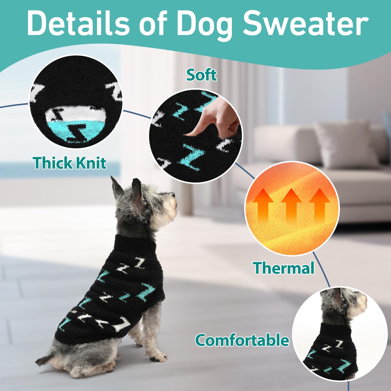 Mengmengda Sweater For Small Dogs - Boy Girl Pullover, Cold Weather Cable Knitwear, Thick Warm Outfit For Chihuahua, Bulldog, Da