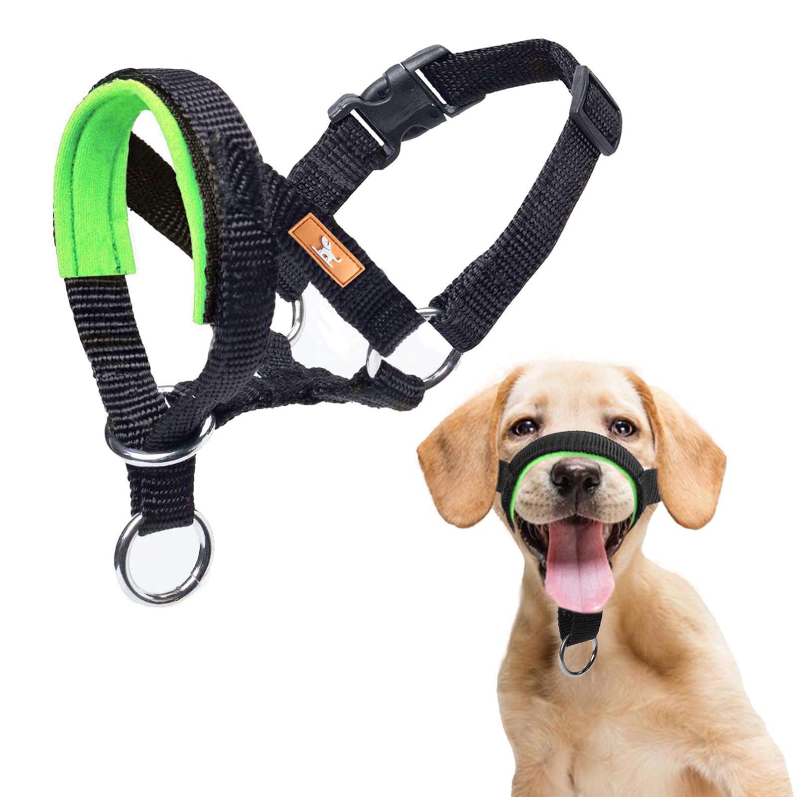 wintchuk Dog Head Collar with Soft Fabric, Head Harness Stops Dog Pulling, Head Leash for Small Medium Large Dogs Walking (M,App