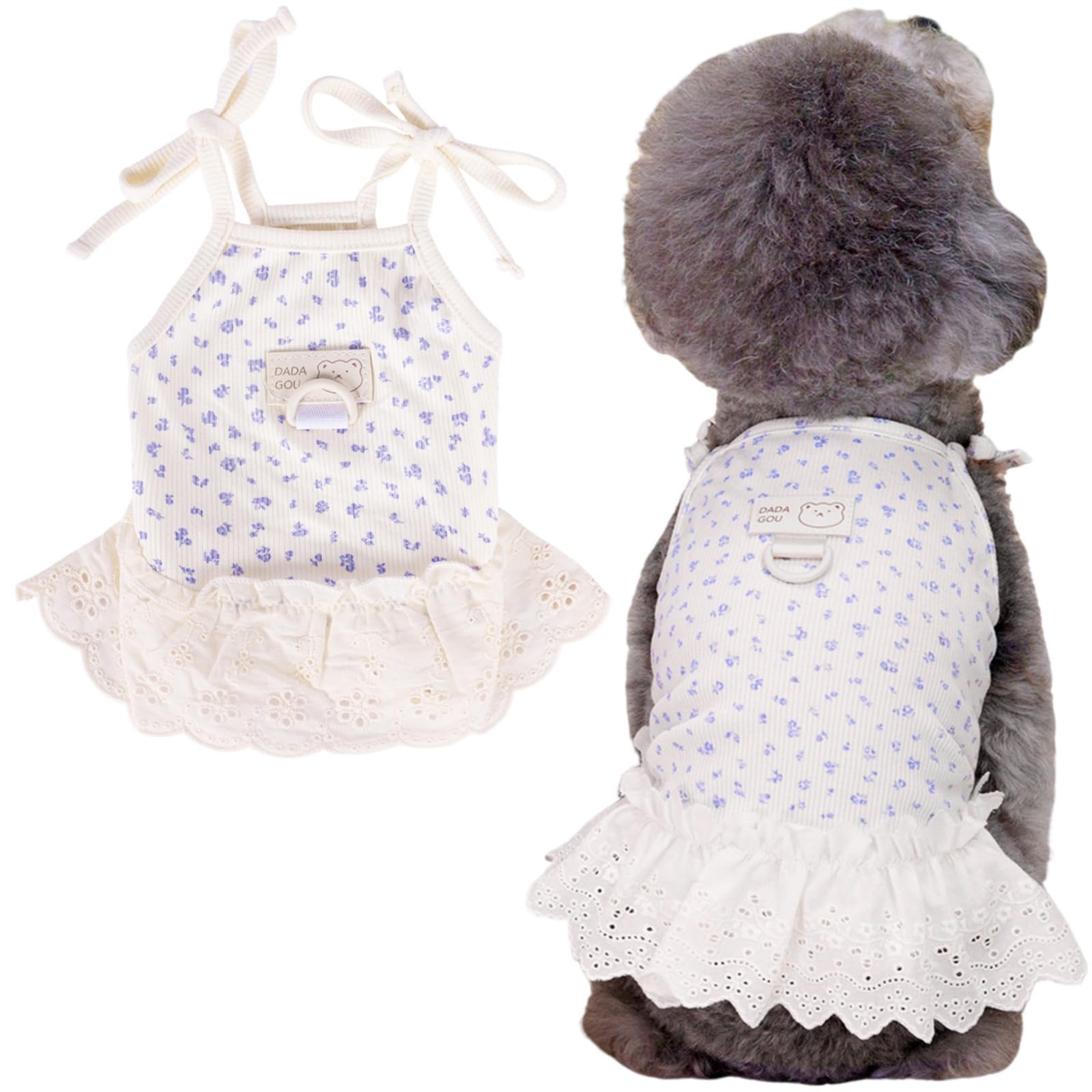 Yaopelky Dog Summer Clothes For Small Medium Dogs Cat Daisy Flower Cute Pet Dress With D-Ring Sleeveless Puppy Outfits Doggy Shi