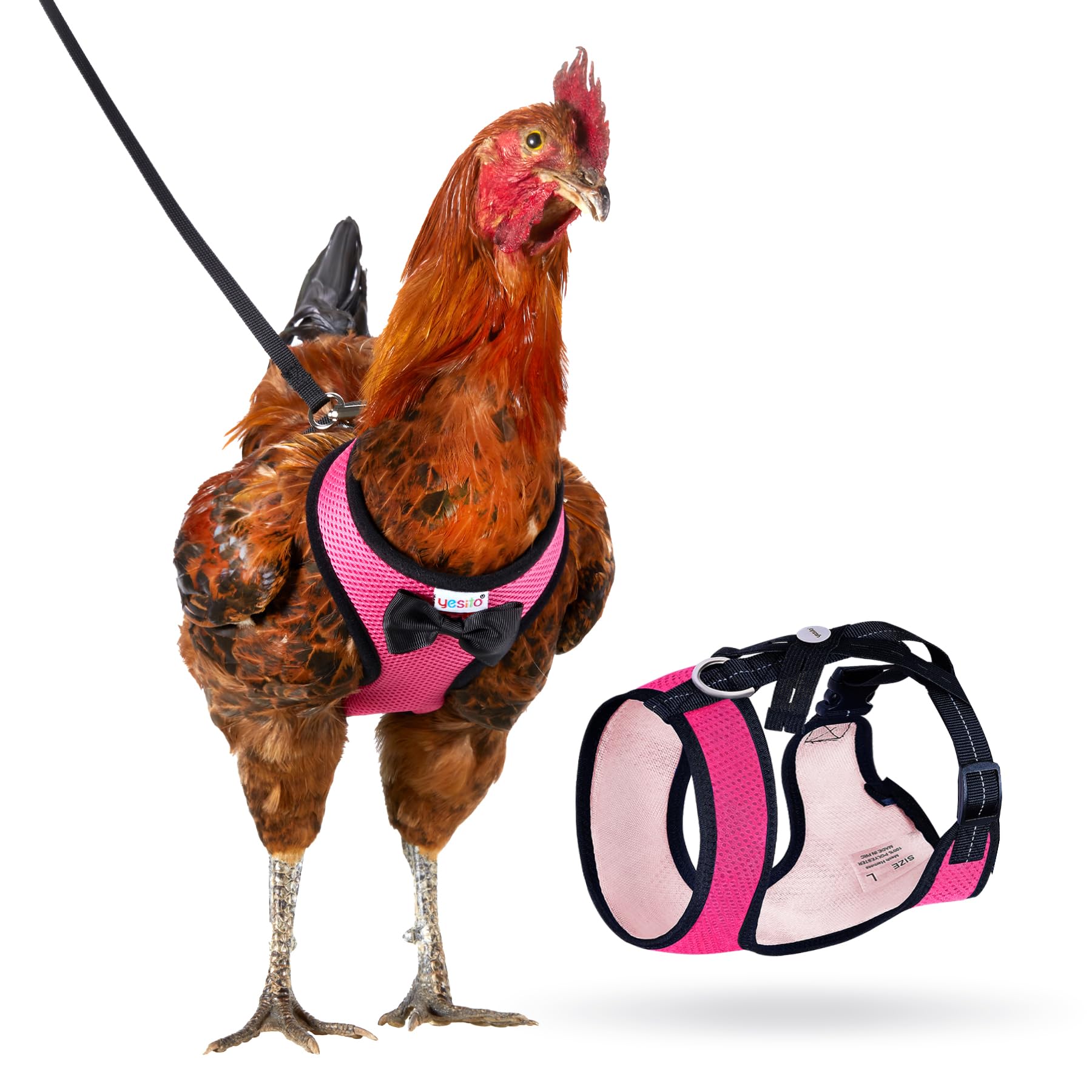 Yesito Chicken Harness Hen Size With 6Ft Matching Leash – Adjustable, Resilient, Comfortable, Breathable, Small, Suitable For Chicken Weighing About 2.2 Pound,Pink