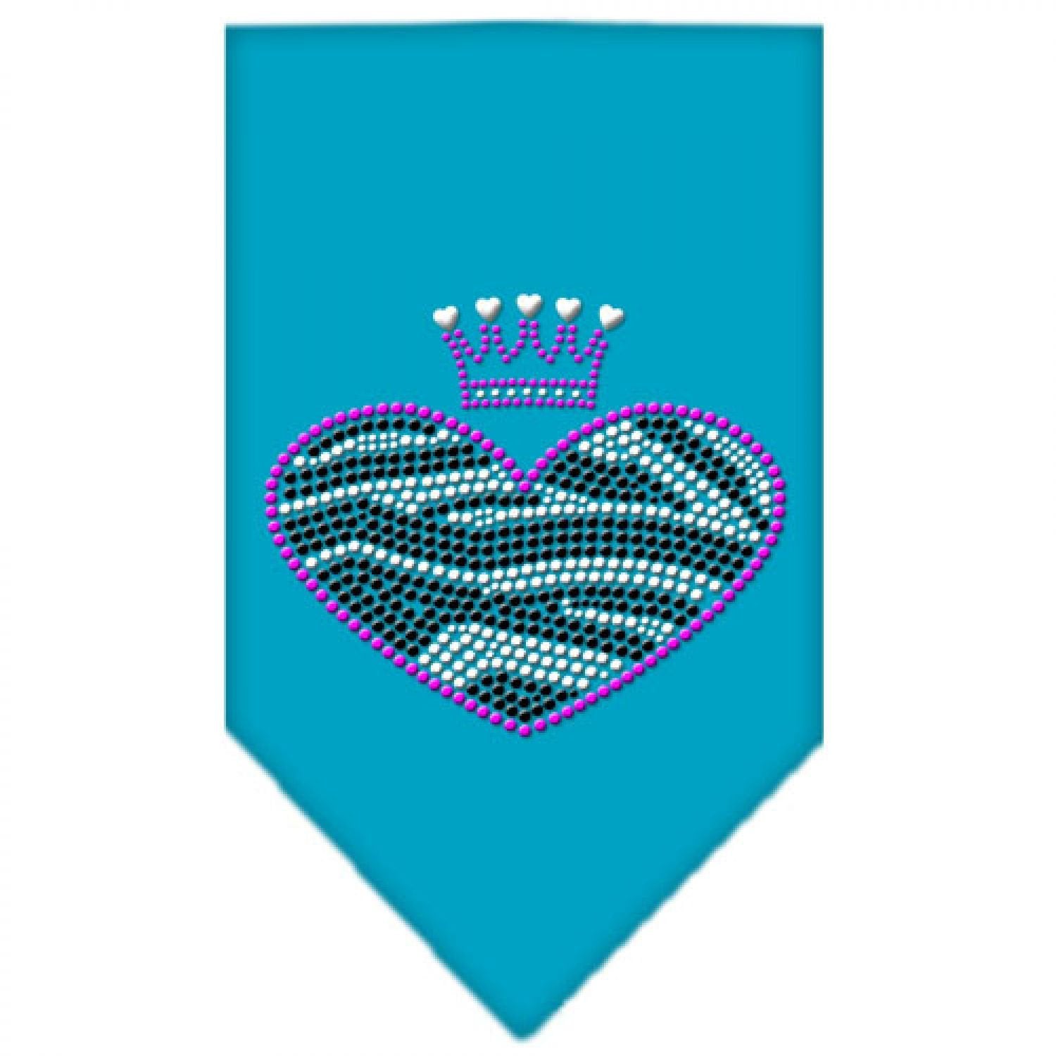 Mirage Pet Products 67-86 LGTQ Zebra Heart Rhinestone Turquoise Print Bandana, Large