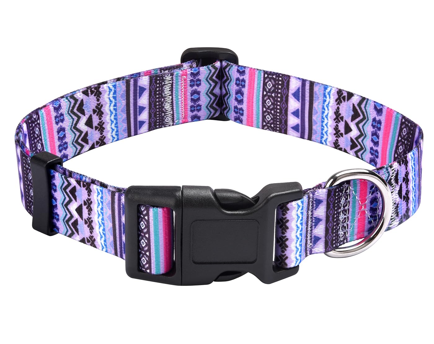Mihqy Dog Collar With Bohemia Floral Tribal Geometric Patterns - Soft Ethnic Style Collar Adjustable For Small Medium Large Dogs(Purple Bohemia,Xs)