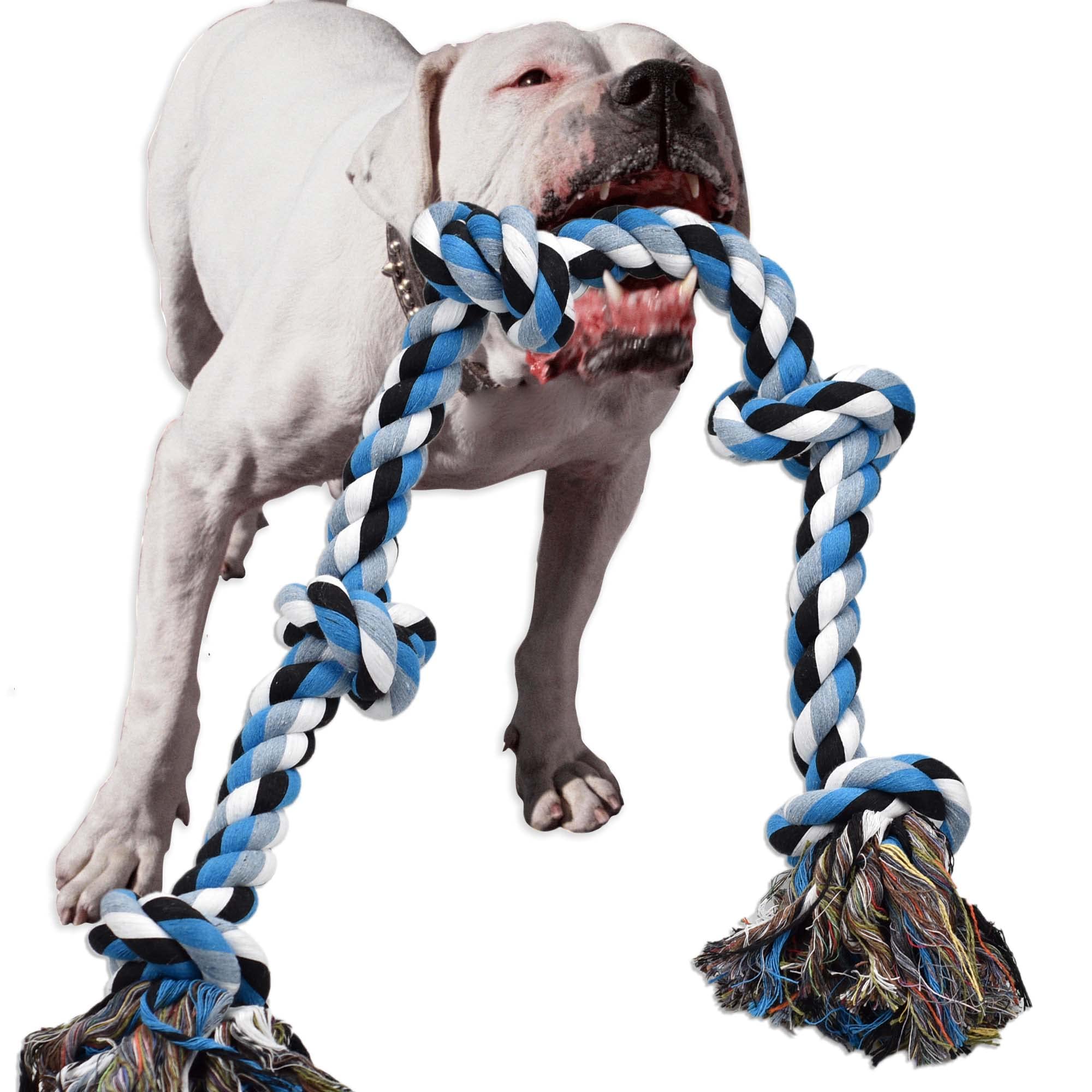 Lechong Dog Toys For Aggressive Chewers Tough Rope Chew Toys For Large And Medium Dog 3 Feet 5 Knots Indestructible Cotton Rope For Large Breed Dog Tug Of War Dog Toy Teeth Cleaning