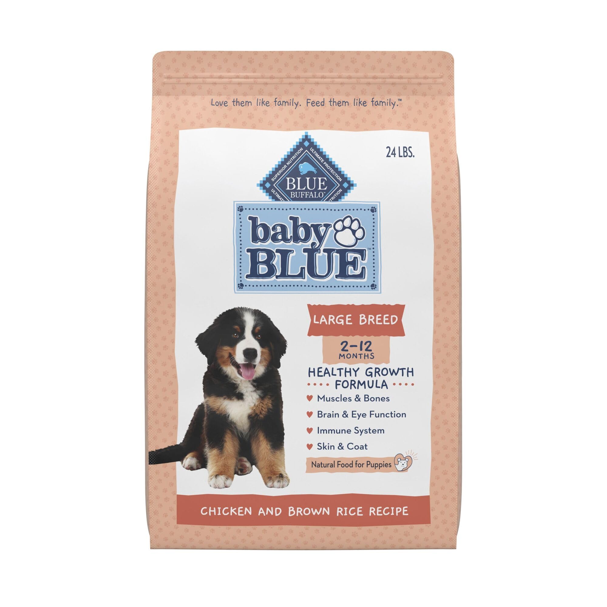 Blue Buffalo Baby BLUE Natural Large Breed Puppy Dry Dog Food, Healthy Growth Formula with DHA, Chicken and Brown Rice Recipe, 2