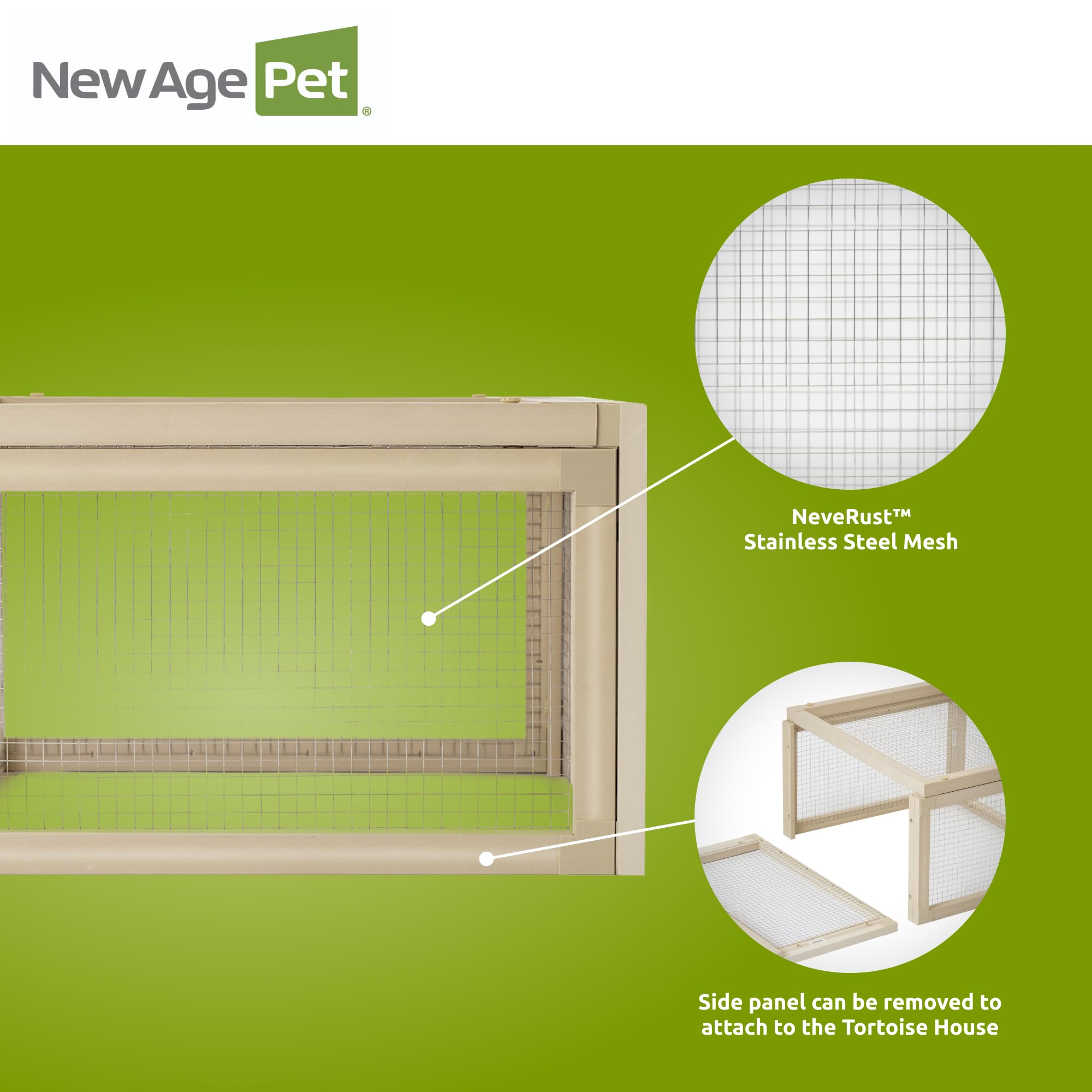 New Age Pet ECOFLEX Sonoran Tortoise House Pen - Durable, Non-Toxic Wood Plastic Composite Outdoor Habitat with NeveRust Stainle