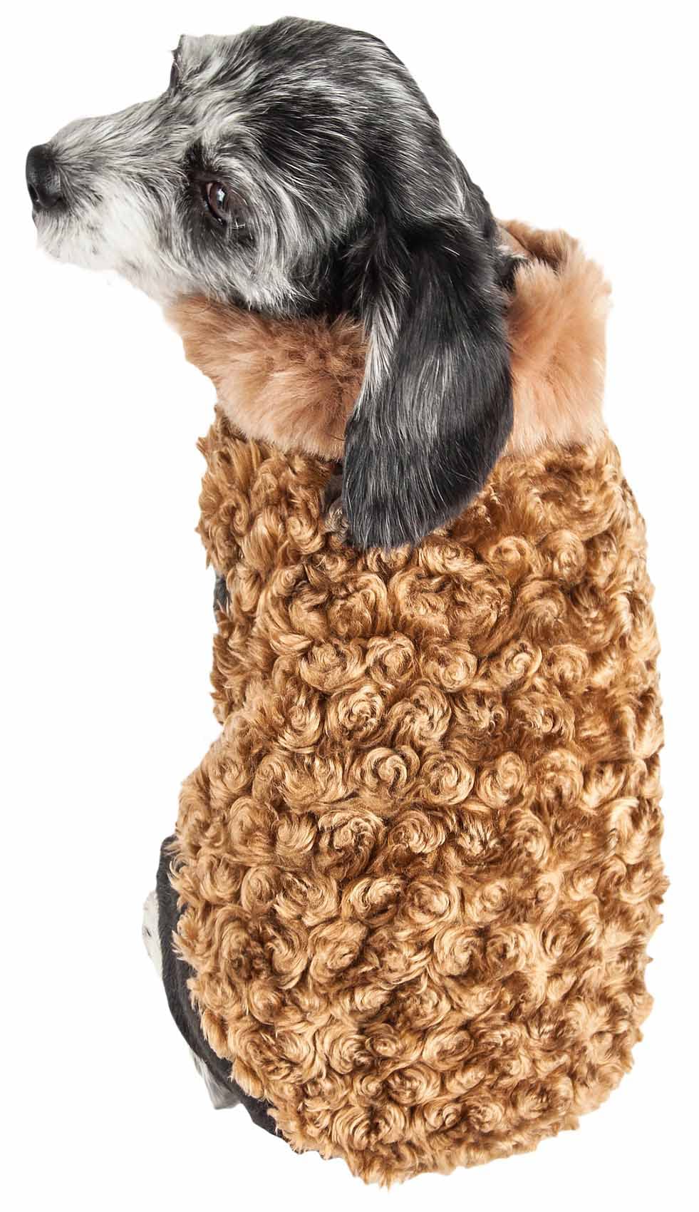 Pet Life  Luxe Furpaw Shaggy Elegant Designer Fur Dog Coat - Dog Jacket with Hook-and-Loop Belly enclosures - Winter Dog Coats