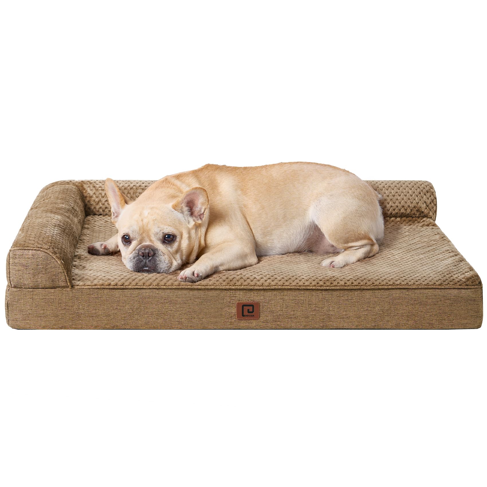 Eheyciga Memory Foam Orthopedic Dog Bed Medium Size Dog With Waterproof Lining, Washable Dog Couch Bed With Removable Cover And Nonskid Bottom For Crate Pet Sofa Bed, 30X20 Inches, Camel