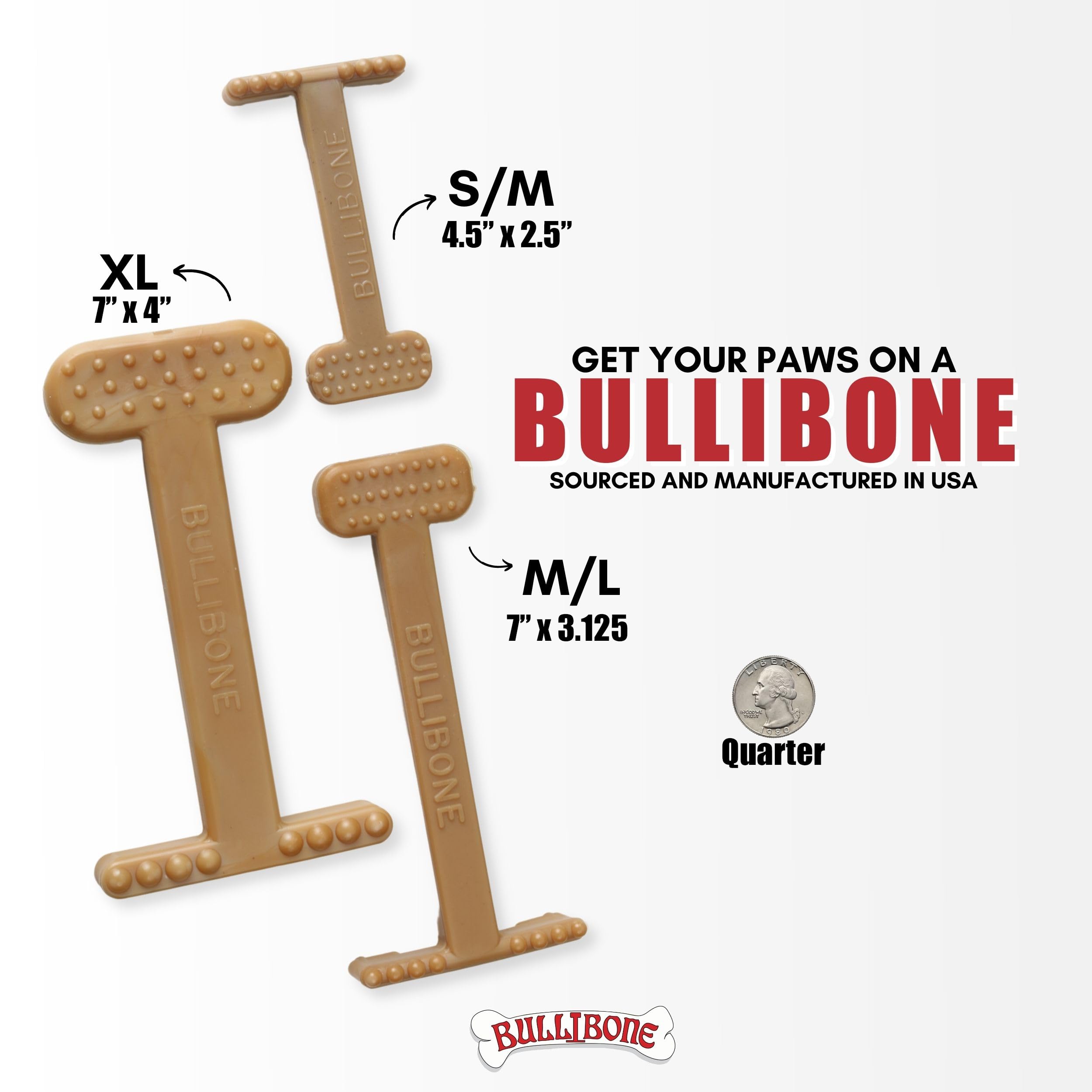 Bullibone Nylon Dog Chew Toy Nylon Bone - Improves Dental Hygiene, Easy to Grip Bottom, and Permeated with Flavor (Bacon, Large