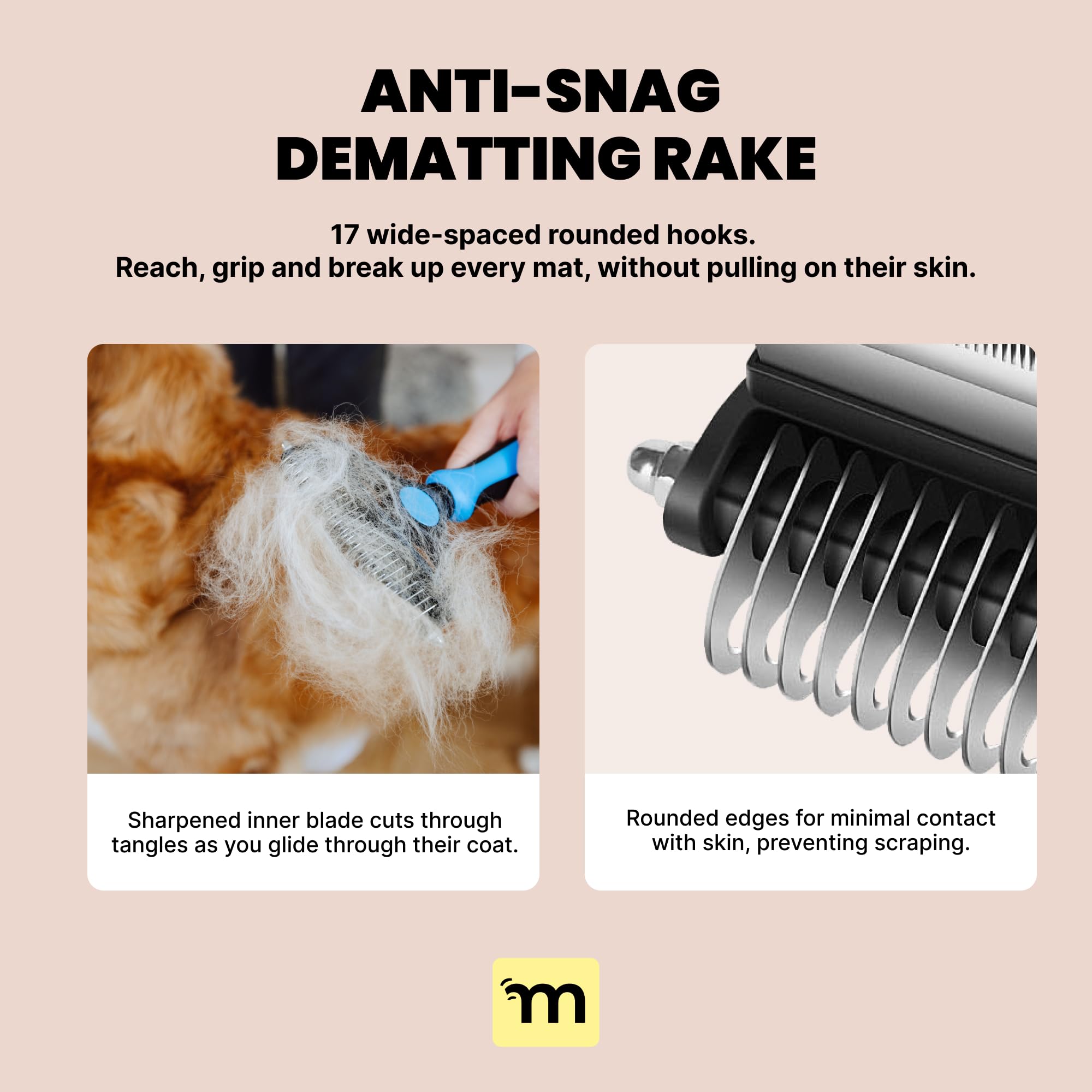 MalsiPree Dog Brush for Shedding - 2 in 1 Undercoat Rake Deshedding Tool for Medium to Large Double-Coated Dog Grooming - Pet De