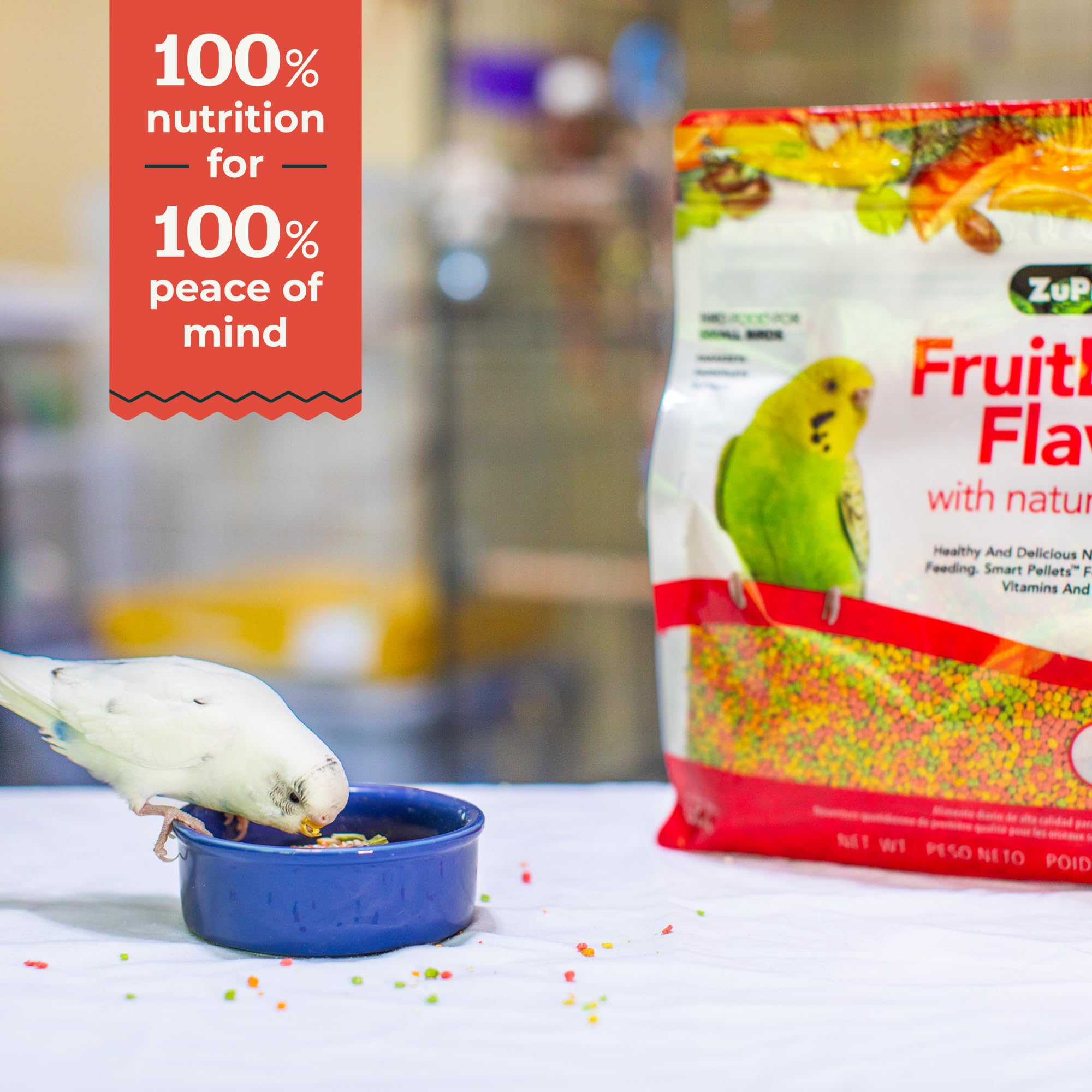 ZuPreem FruitBlend Bird Pellets, Daily Bird Food for Parakeet, Budgie, Parrotlet, Dove, Core Nutrition for Small Birds, Made in
