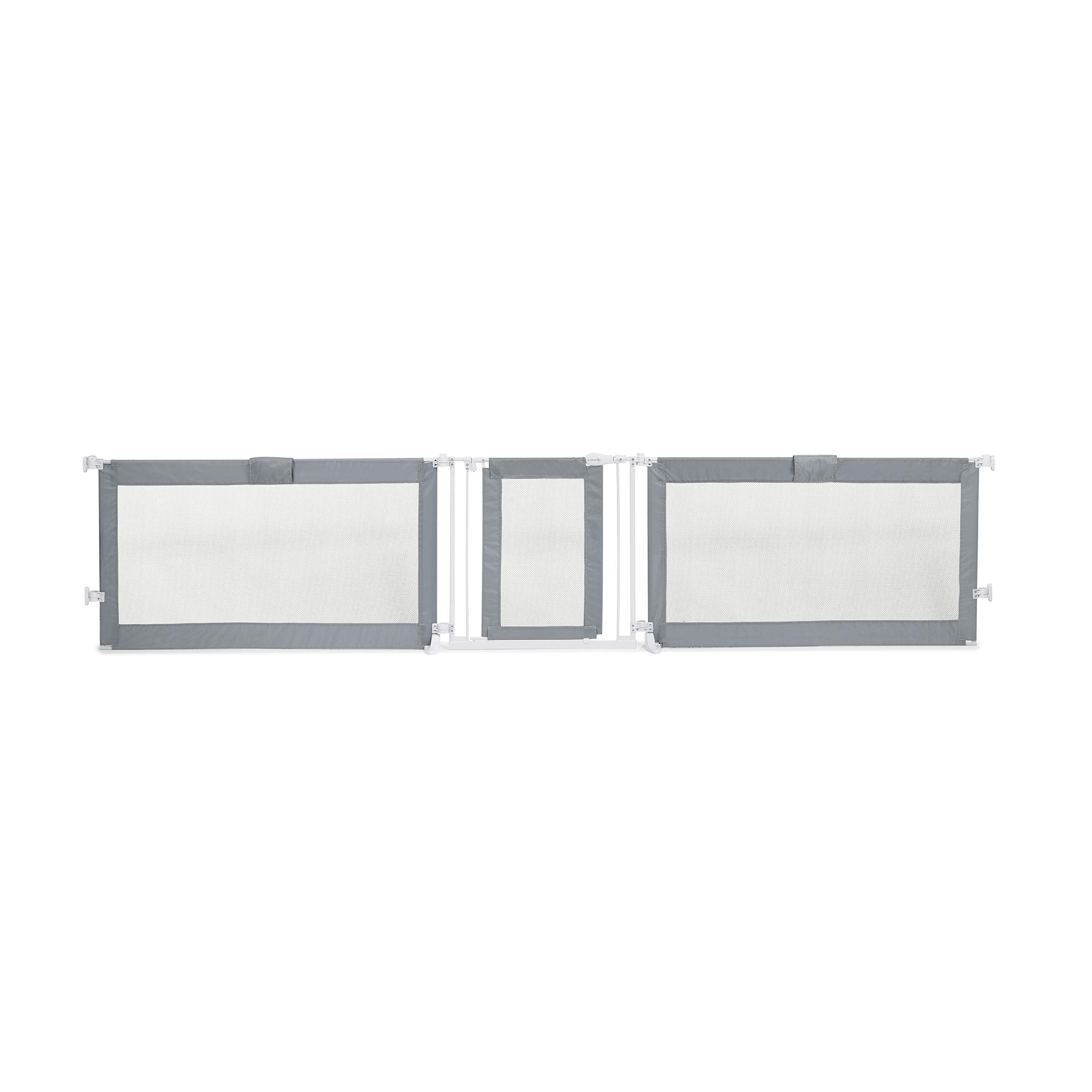 Summer Infant Custom Fit Walk-Thru Extra Wide Pet And Baby Gate, Fits Openings 65” - 87” (2 Panels) Or 87” - 141” (3 Panels), 30” Tall, Install In-Between Rooms Or Doorways - Grey