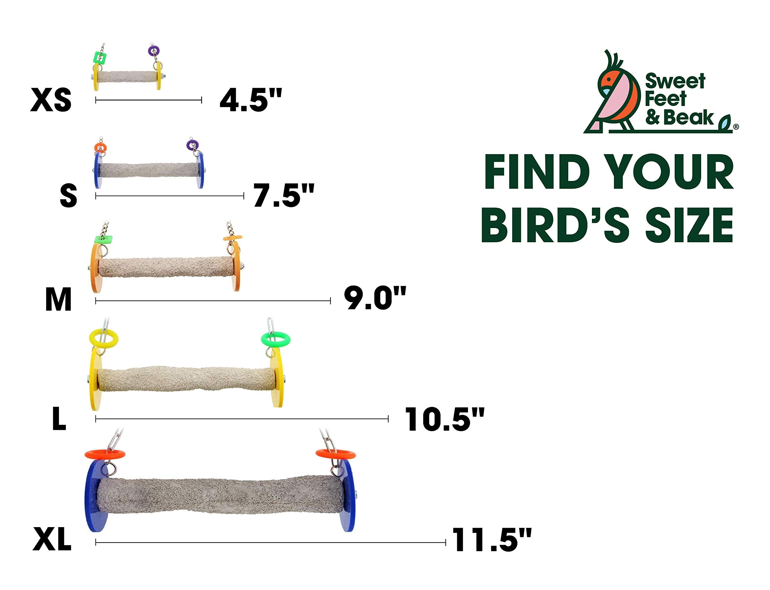 Sweet Feet And Beak Roll Bird Swing - Pumice Perch Bird Toys Trims Nails And Beaks, Safe And Non-Toxic Bird Cage Accessories For