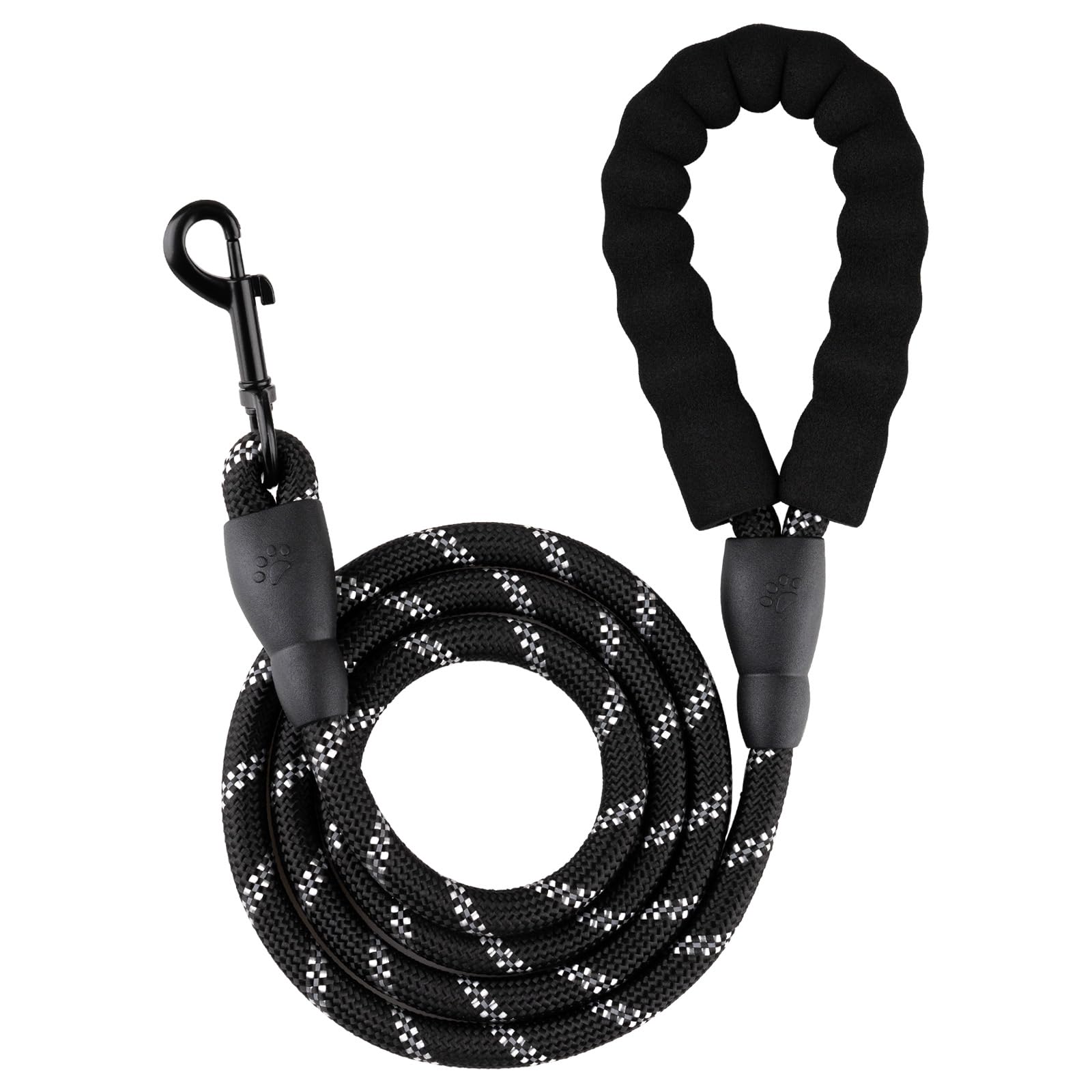 Rpeconu 5Ft Dog Leash With Soft Padded Handle, Pet Highly Reflective Leash For Small Medium Large Sized Dogs, 1/2 Inch, Black