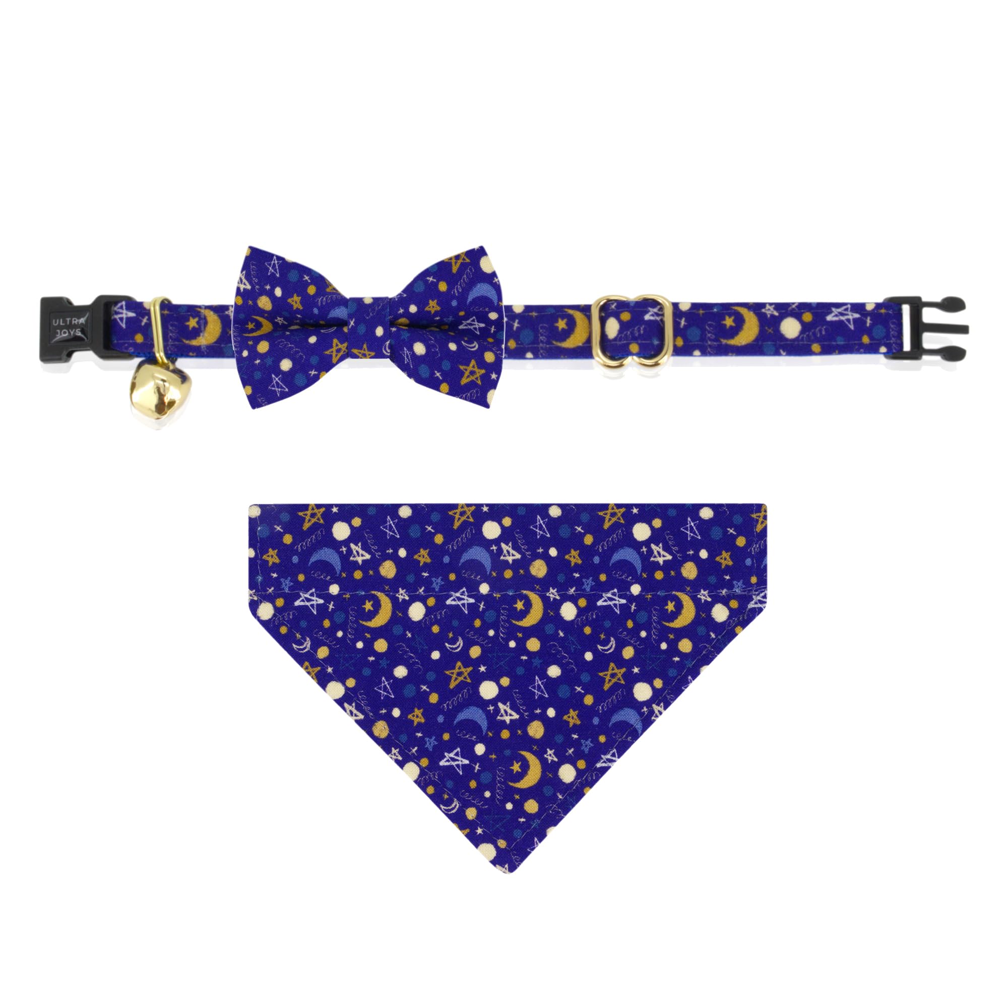 Ultra Joys Breakaway Cat Collar With Bells & Bandana Bowtie - Kitten To Adult, Luna Small
