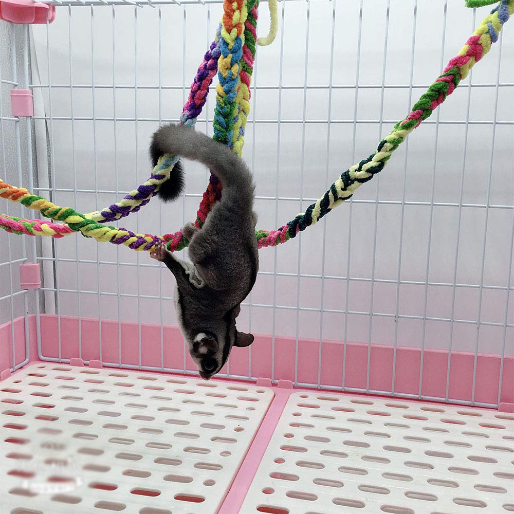 Rioussi Handmade Hanging Sugar Glider And Rat Toys For Climbing/Exercising/Jungle Exploration, Cage Accessories, Random Color, 6 Pack