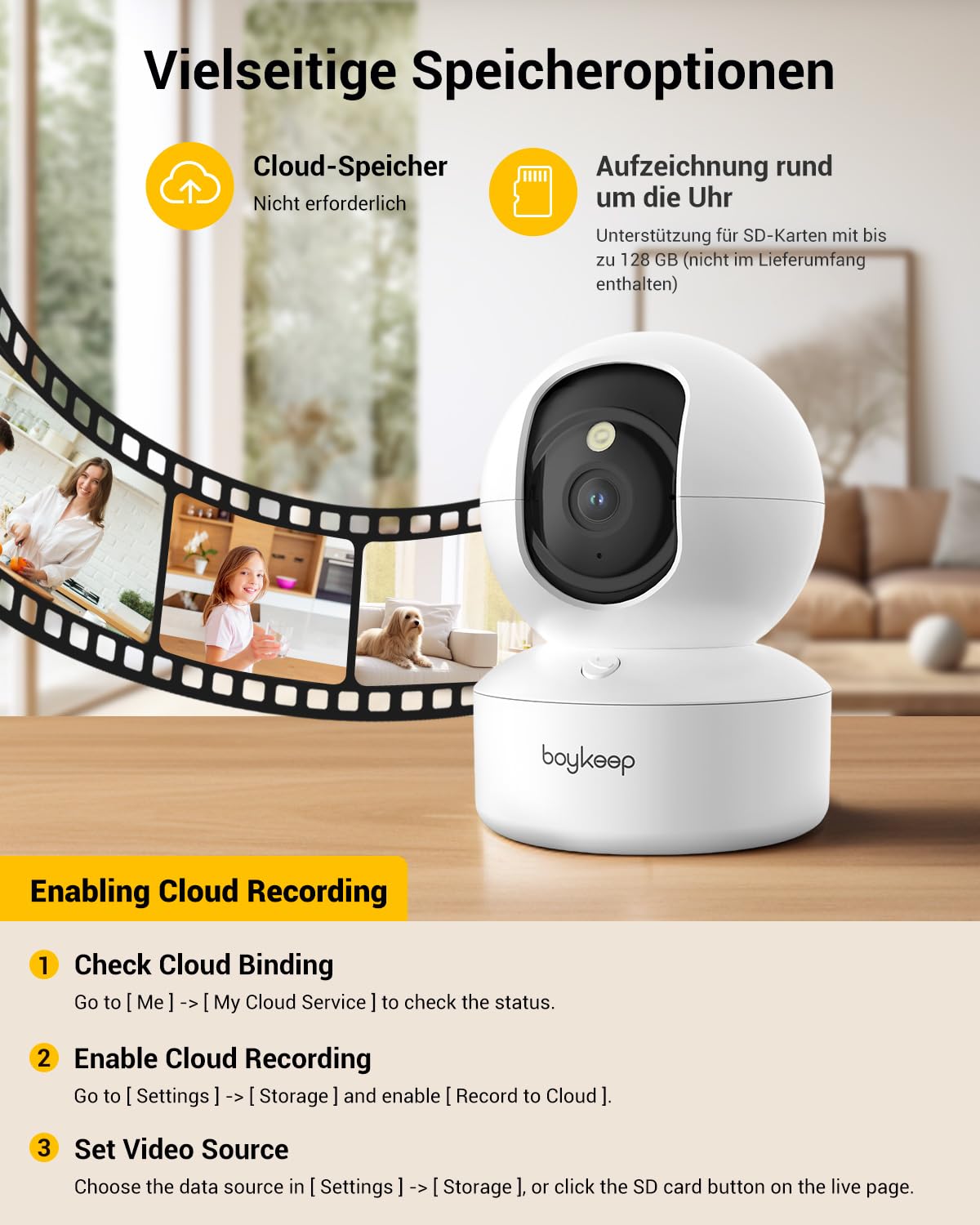 Boykeep Indoor Camera - 2K Pet Camera 5G/2.4Ghz Wifi For Baby Monitor With Phone App, 360 Pan & Tilt, 2-Way Audio, Night Vision,