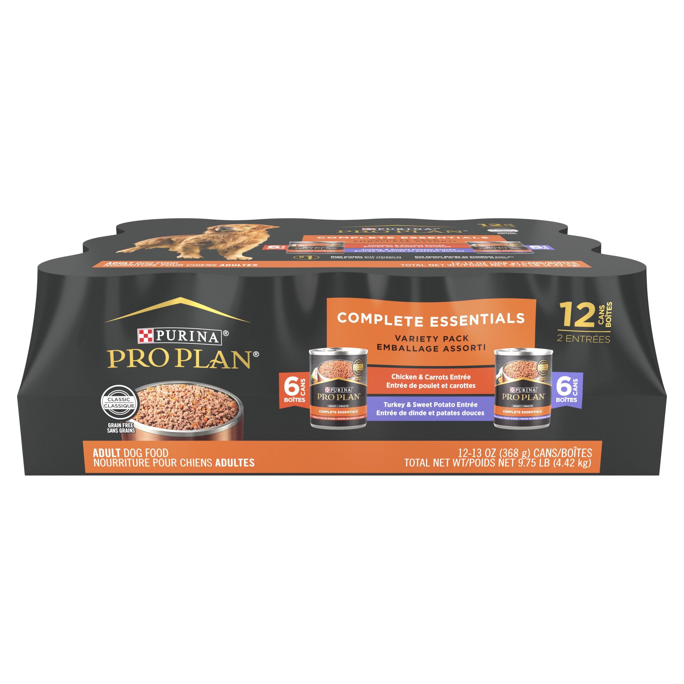Purina Pro Plan Grain Free Wet Dog Food Variety Pack, Grain Free Chicken and Turkey Entrees - (Pack of 12) 13 oz. Cans