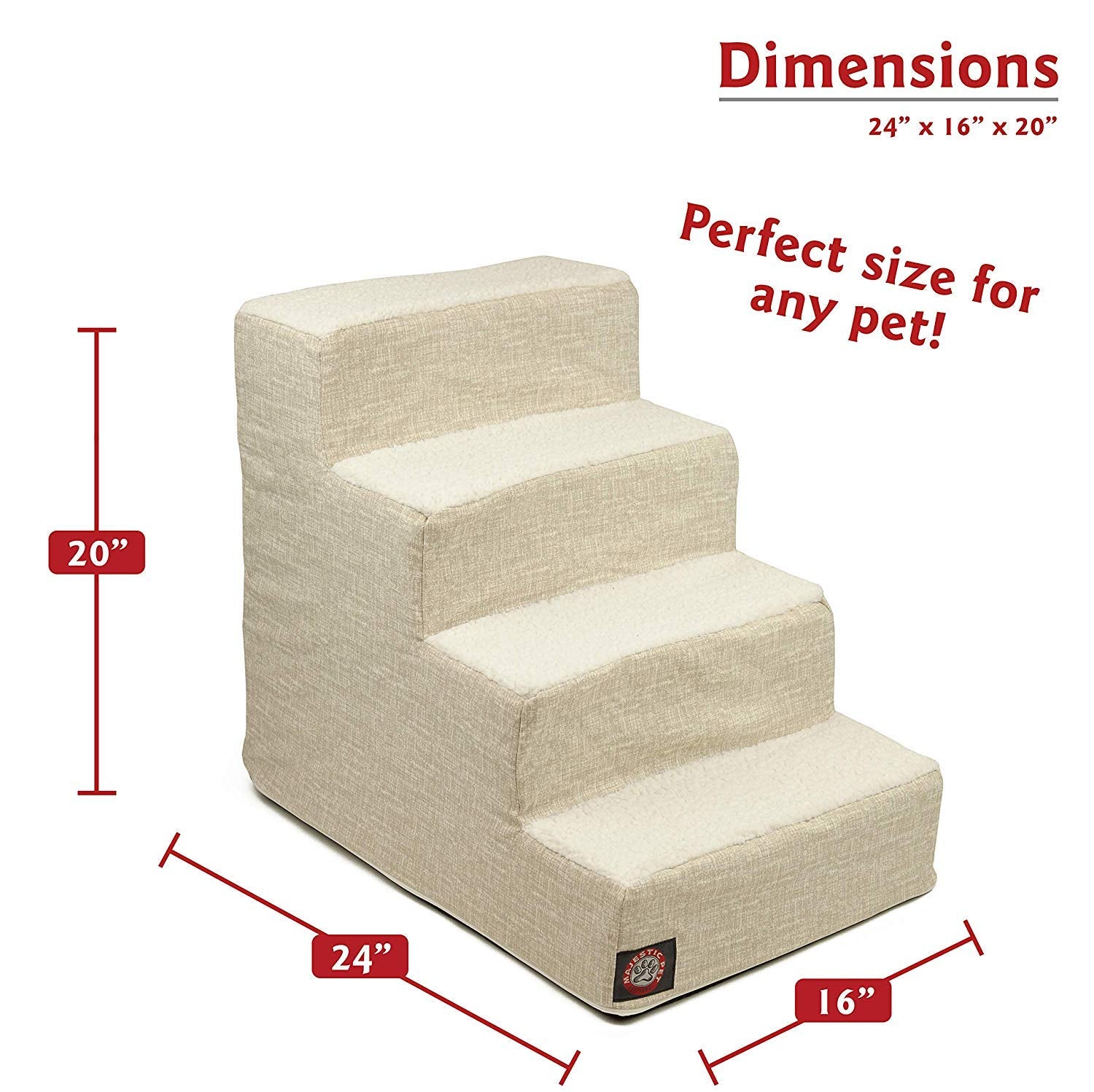 Majestic Pet 4 Step Portable Dog Stairs For Small Dogs To Get On Bed Supports 250 Lbs Or Less - Dog Steps For High Bed With Mach