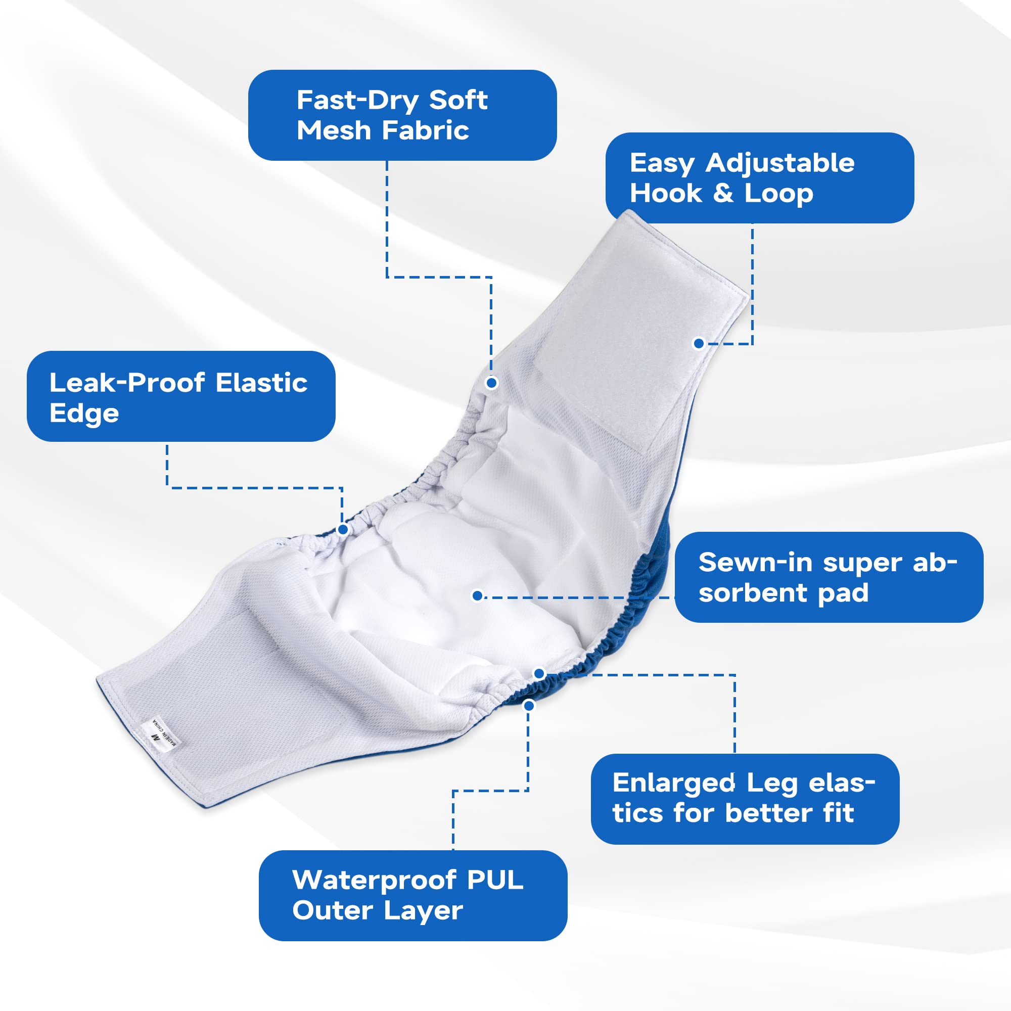 Paw Legend Washable Dog Belly Band Wrap Diapers For Male Dog | High Absorbing Puppy & Doggy Diapers Male (3 Pack,Blue,Aqua,Black,Large)