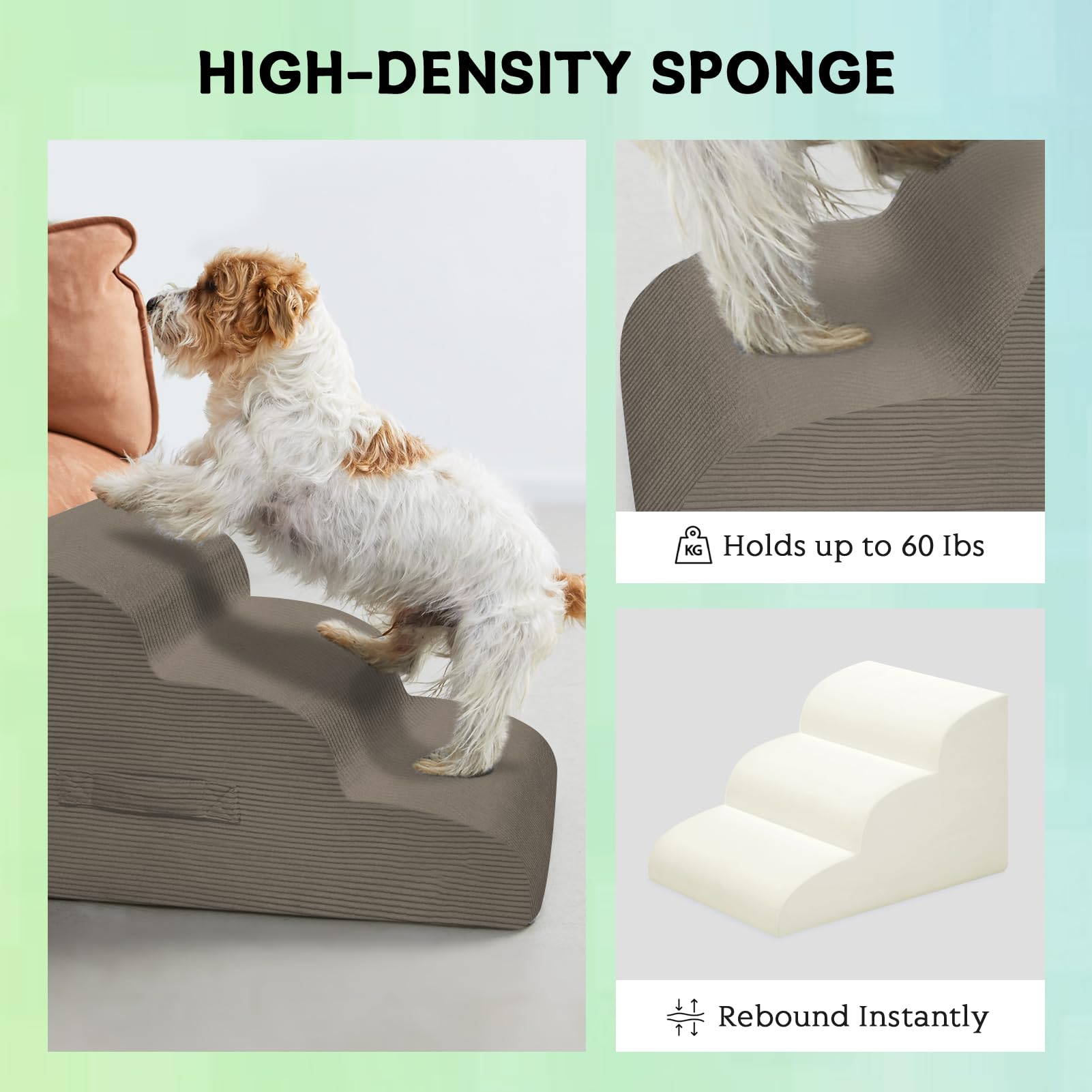 Mesa Lemon Dog Steps For Small Dogs, 4-Step Pet Ramp Stairs For High Beds And Sofa, Non-Slip Pet Stairs For Small Dogs And Cats,