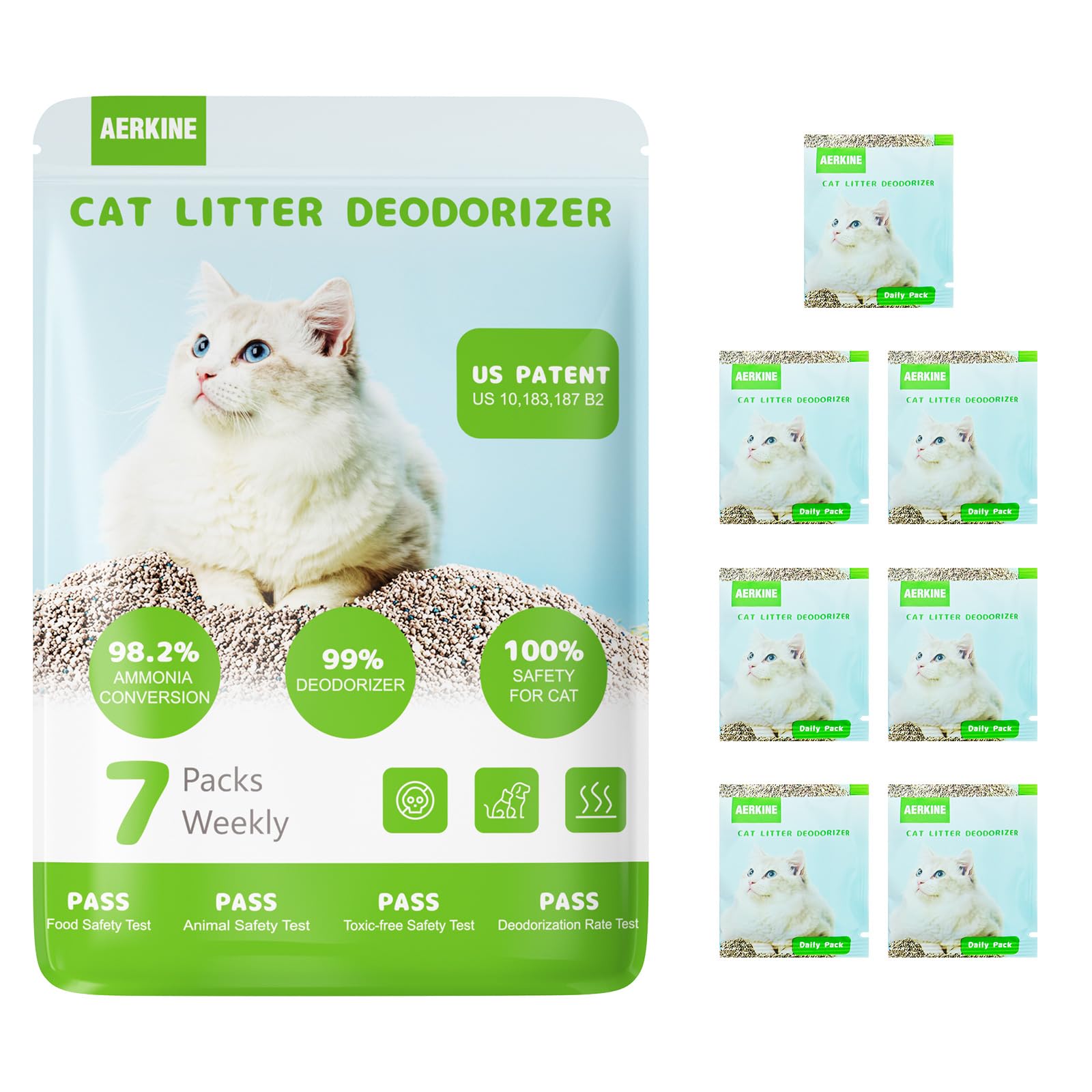 Cat Litter Deodorizer, Litter Box Odor Eliminator, Patented Aop-Kf Solid Alkali Tech, 99% Deodorization, Long-Lasting Fresh, Cat