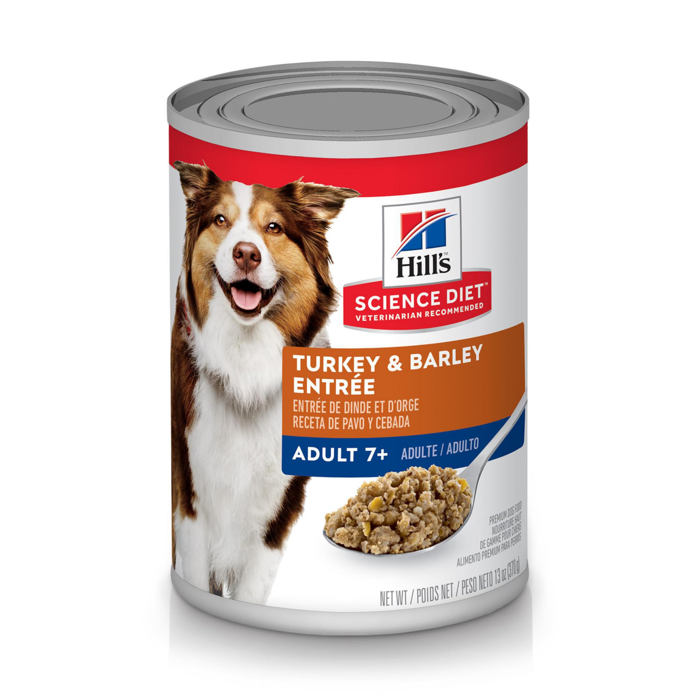 Hills Science Diet Adult 7+, Senior Adult 7+ Premium Nutrition, Wet Dog Food, Turkey & Barley Loaf, 13 oz Can, Case of 12