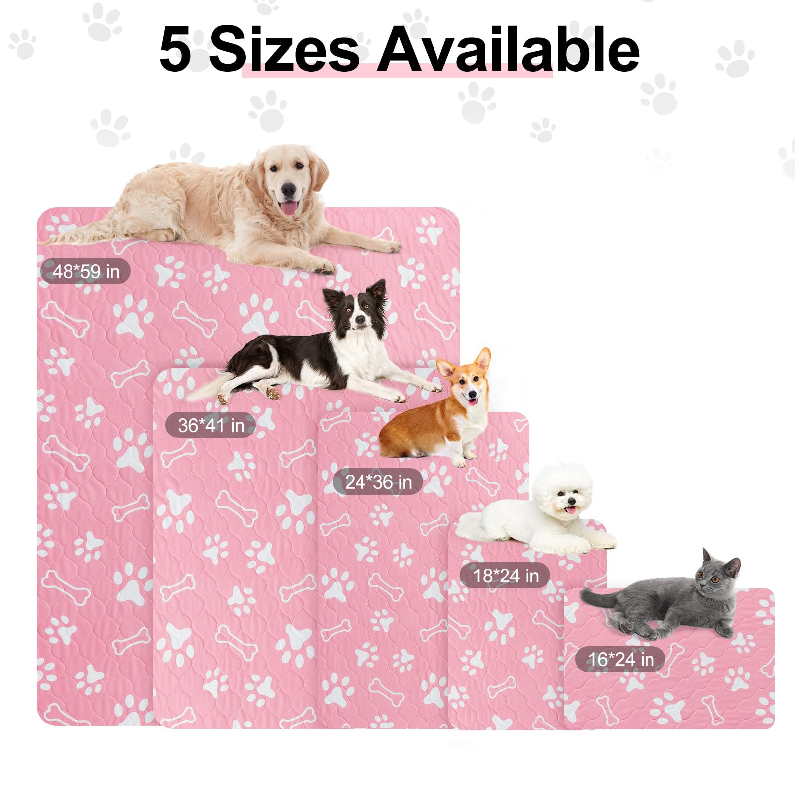 Beautyzoo 4 Pack Washable Pee Pads For Dogs, Reusable Puppy Pads For Potty Training, Waterproof Super Absorbent Whelping Pads Ma