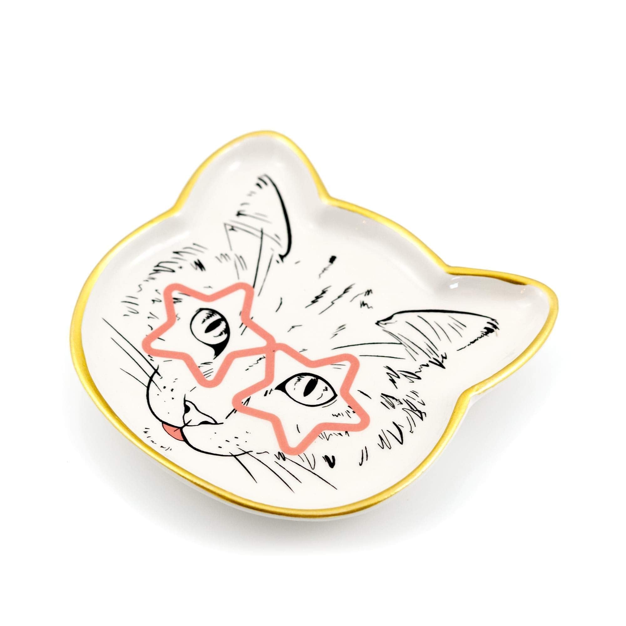 Cat Dish Plate | Small Ceramic Catchall Dish for Treats, Keys, Change, & More | Feed Your Pets Or Store Your Valuables
