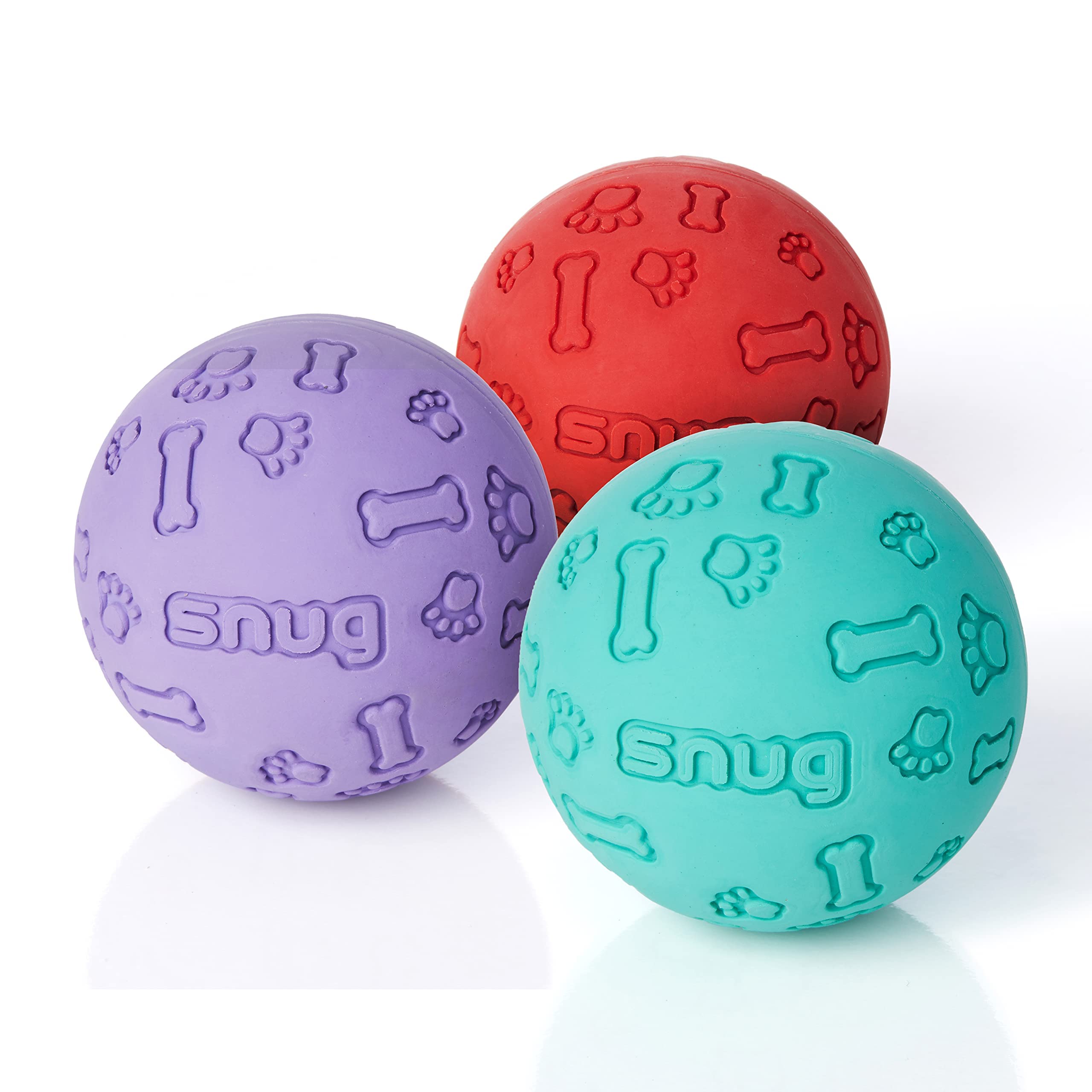 Snug Rubber Dog Balls For Small And Medium Dogs - Tennis Ball Size - Virtually Indestructible (3 Pack - Fresh)