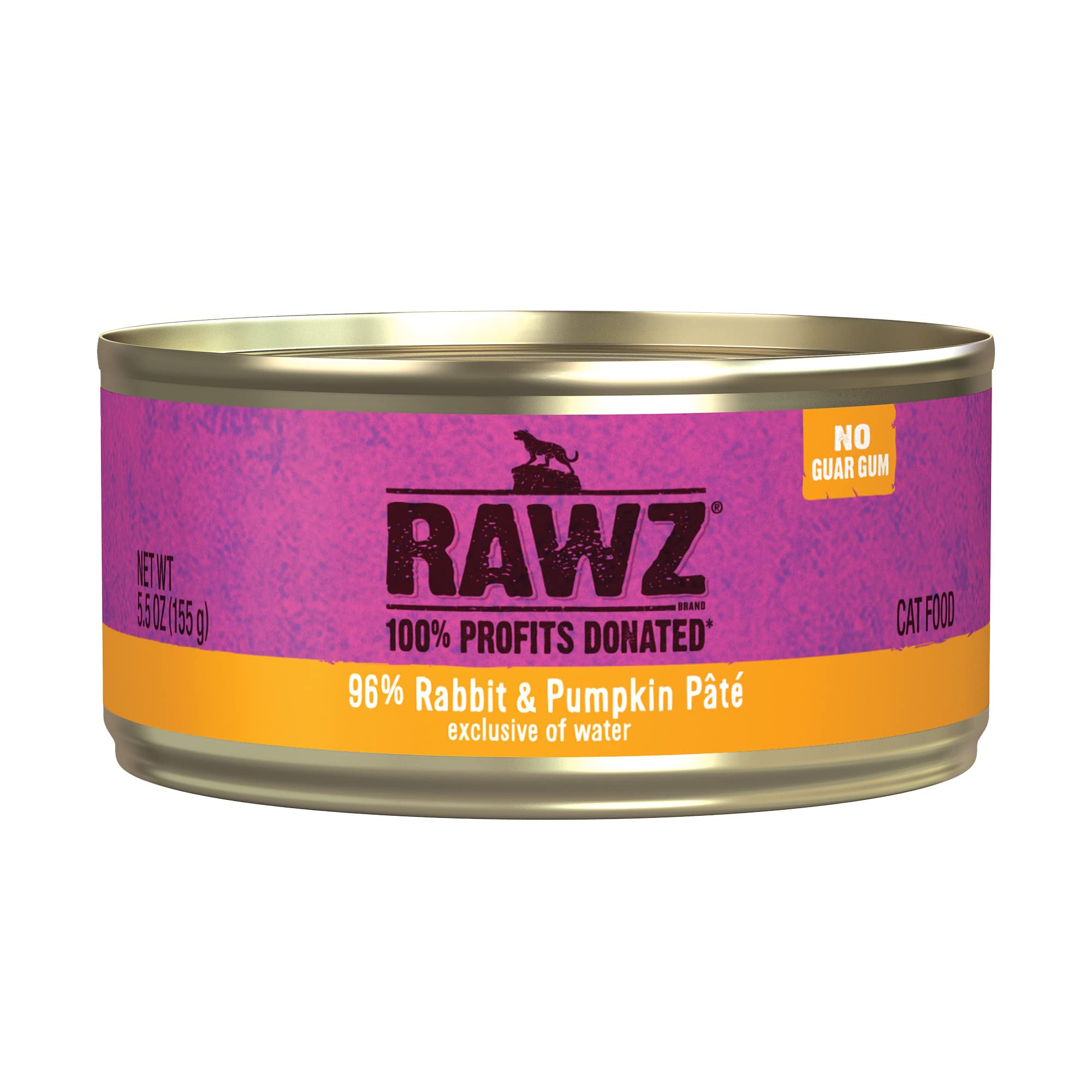 Rawz Natural Premium Pate Canned Cat Wet Food - Made with Real Meat Ingredients No BPA or Gums - 5.5oz Cans 24 Count (Rabbit & P