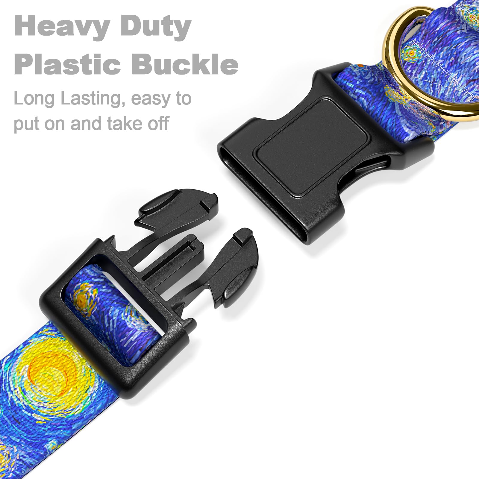 Rnivvi Dog Collar For Large Dogs, Cute Heavy Duty Adjustable Puppy Collar With Quick Release Buckle For Boy Girl & Female, Pet A
