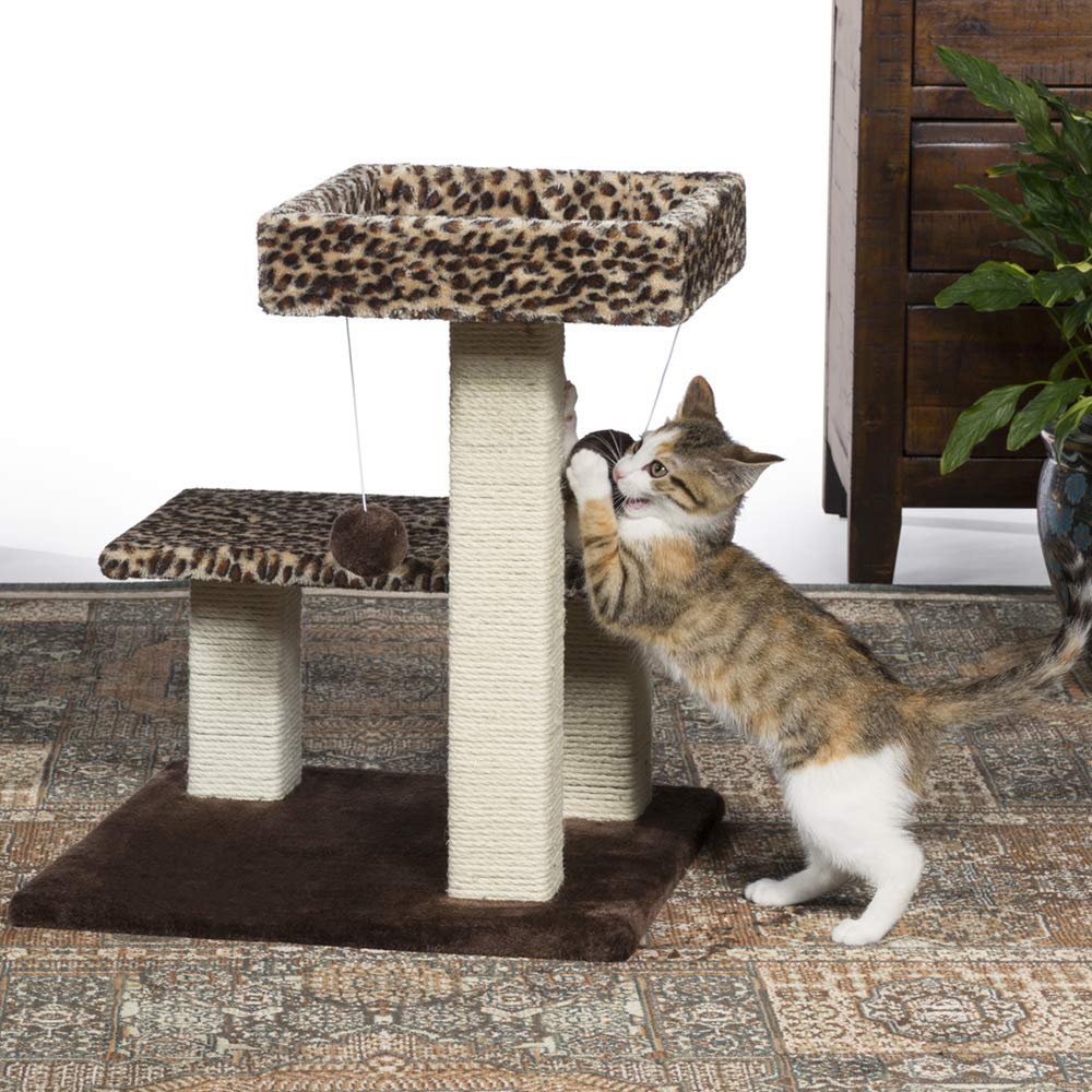 Prevue Pet Products Kitty Power Paws Leopard Terrace 7300, 20.5'' L X 17.5'' W X 21'' H, 18 Lbs, Brown / Tan